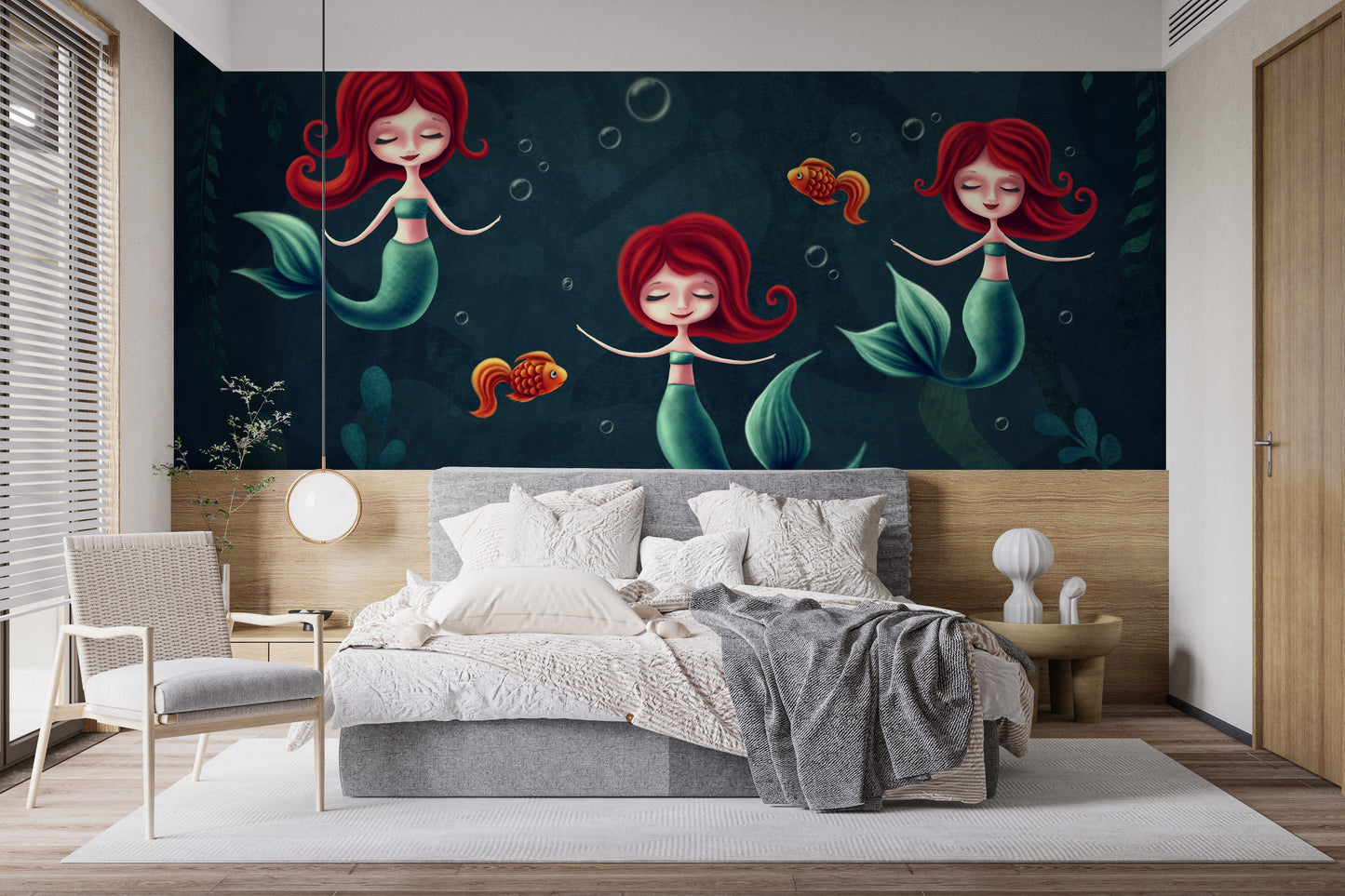 Three Underwater Mermaids Wallpaper Mural