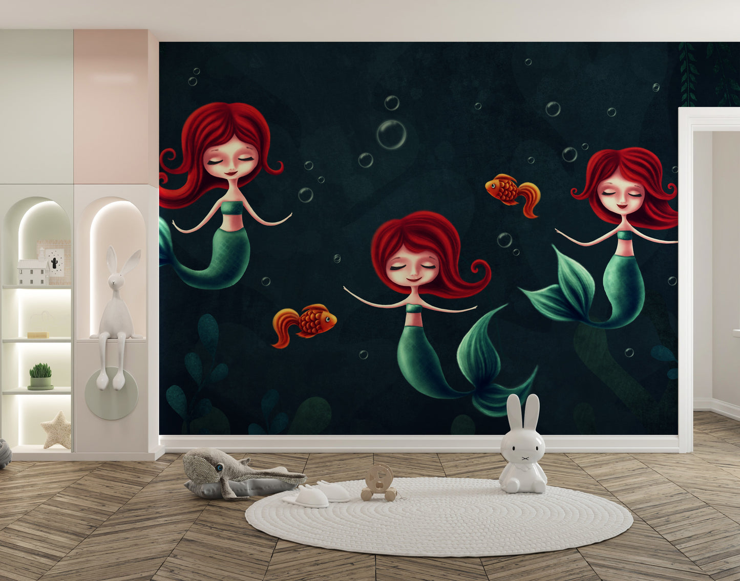 Three Underwater Mermaids Wallpaper Mural