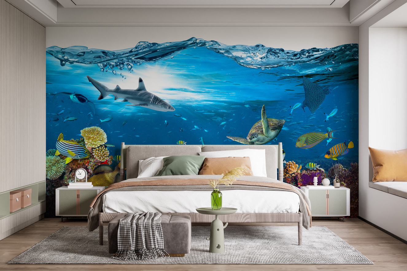 Underwater Splash Coral Reef Wallpaper Mural for Walls