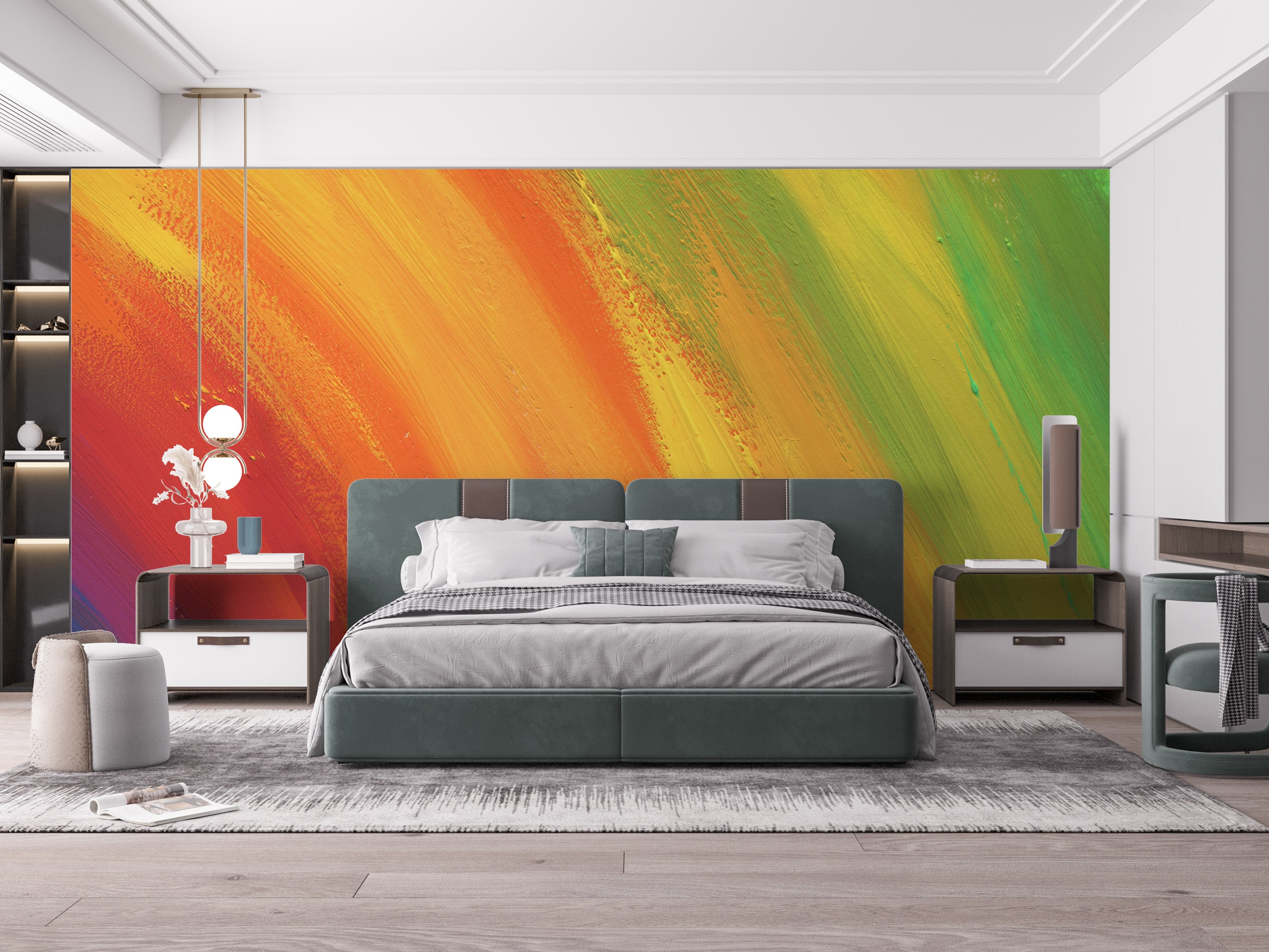 Bright Rainbow Wall Mural for Colorful Room Decor