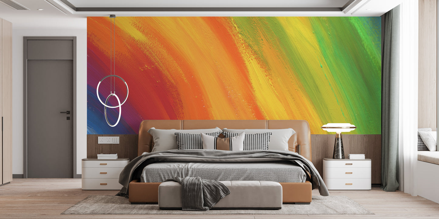 Colorful Rainbow Mural for Playful Interior Walls