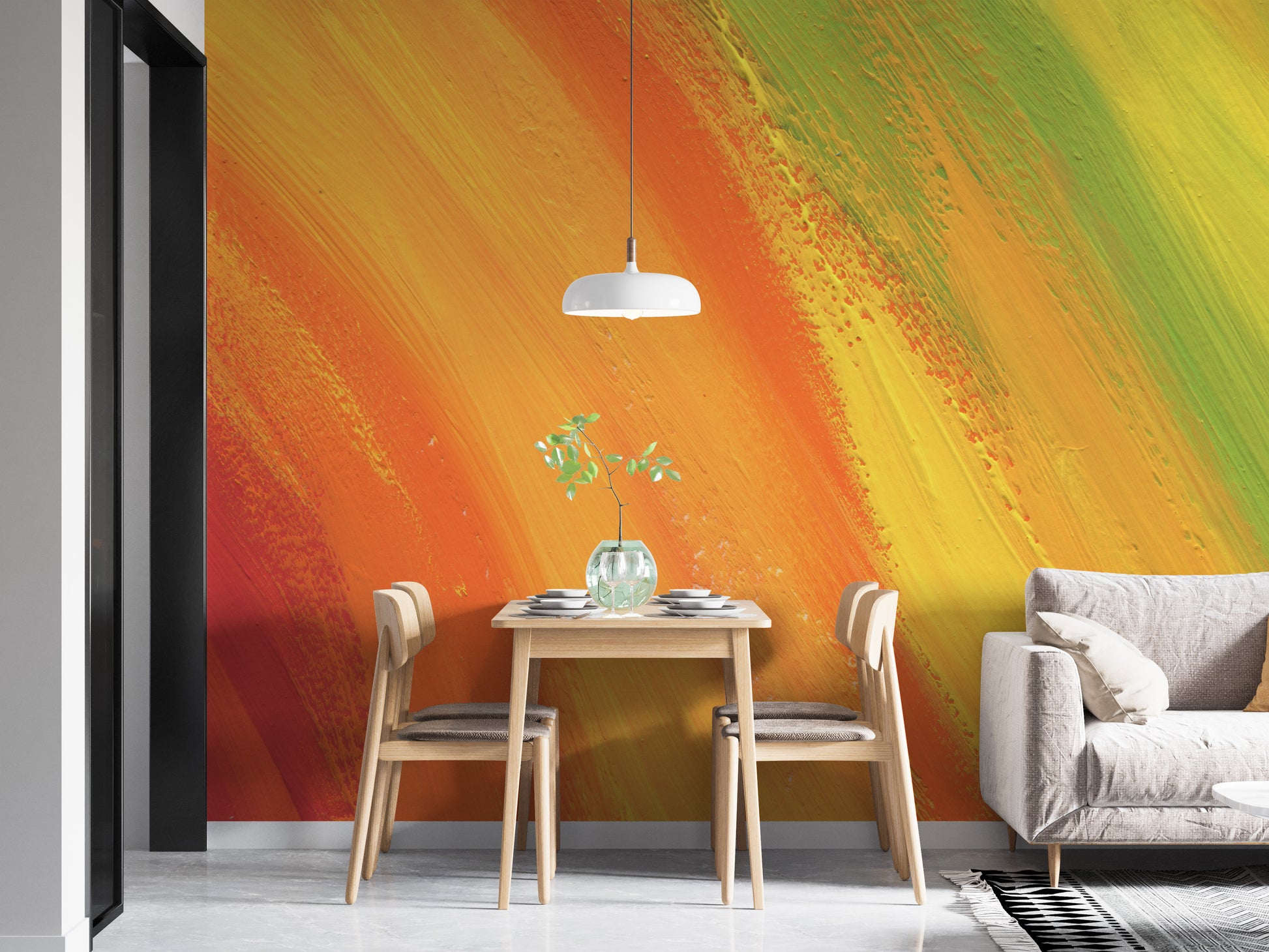 Cheerful Rainbow Wallpaper Mural for Bedroom Decor