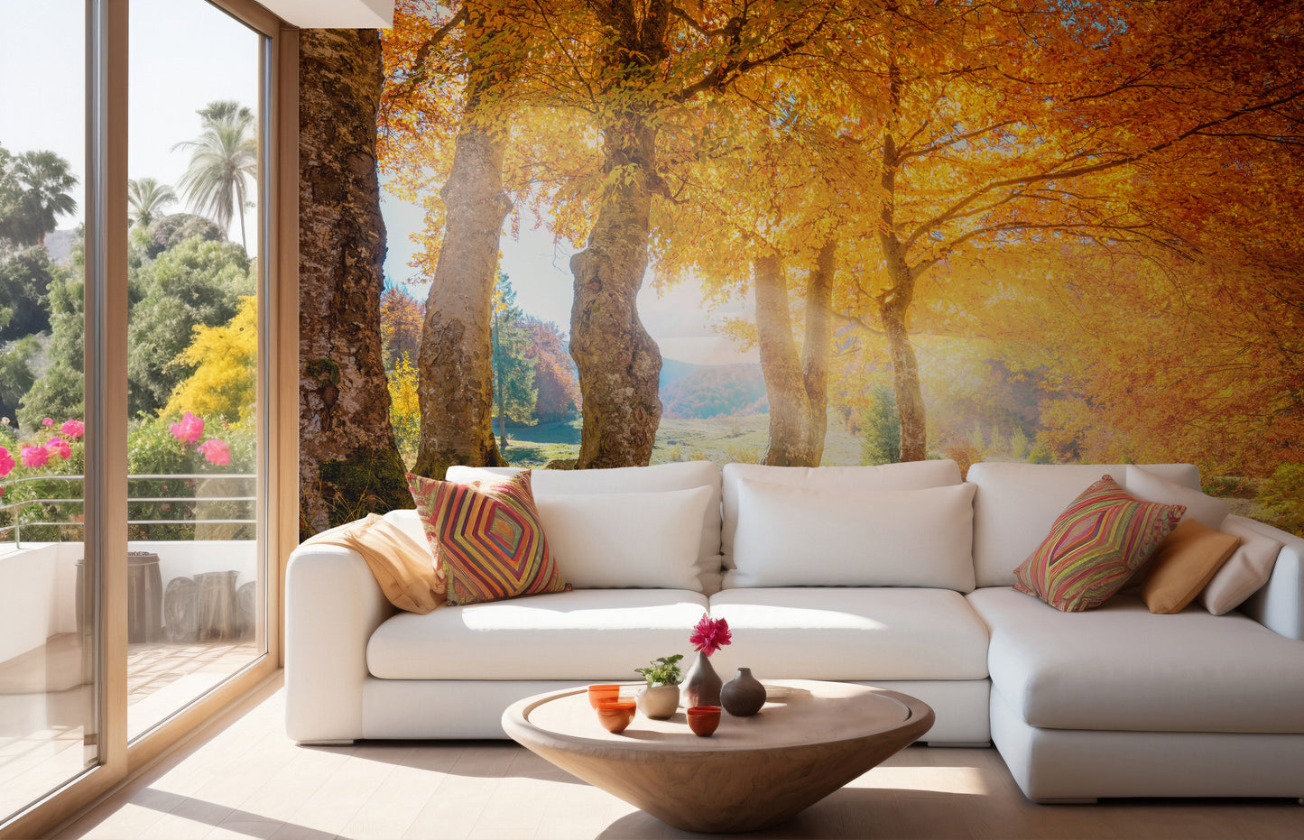 Yellow Autumn Forest Wallpaper for Living Room Walls