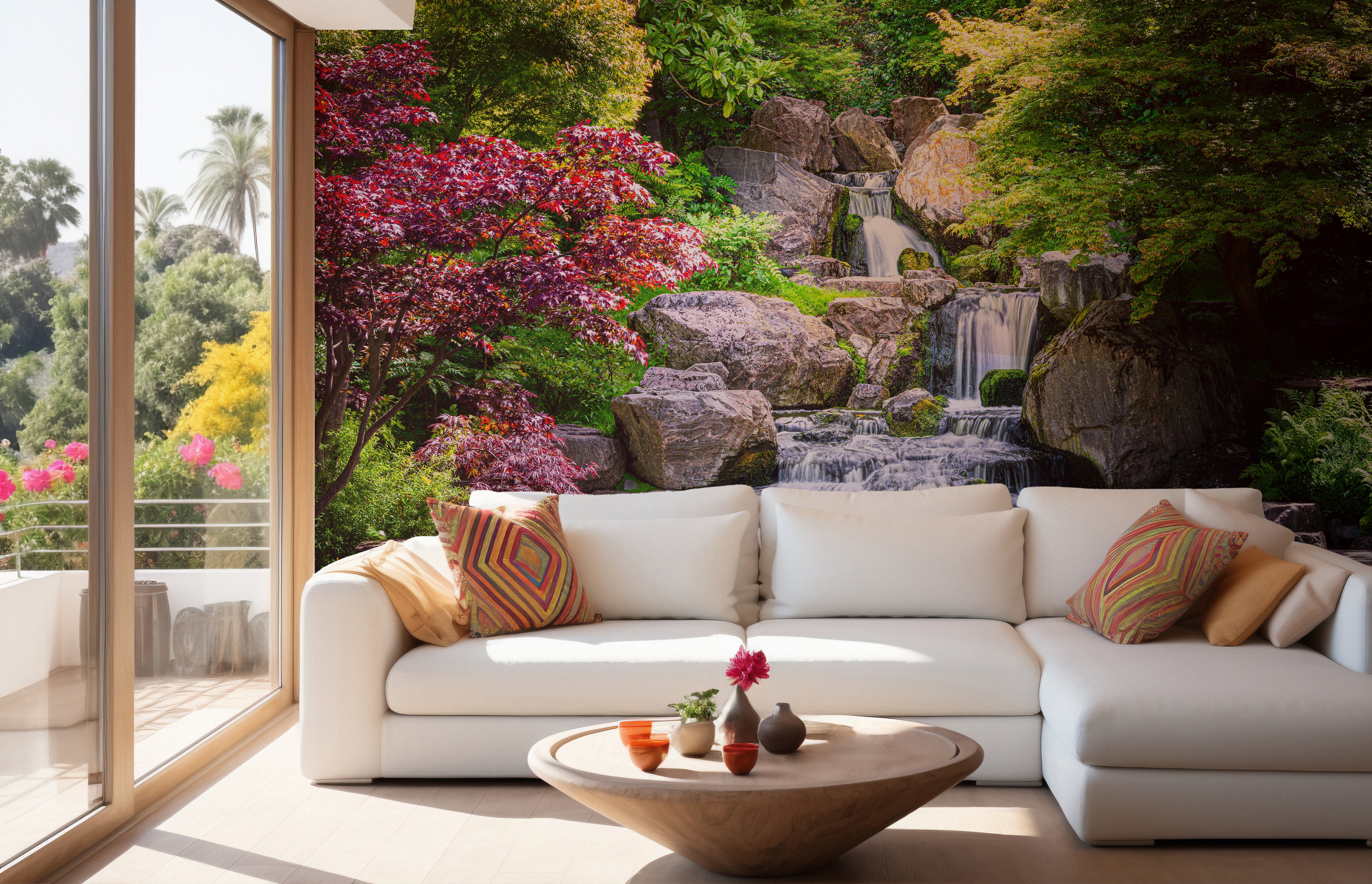 Garden Waterfall Nature Wallpaper Mural for Walls