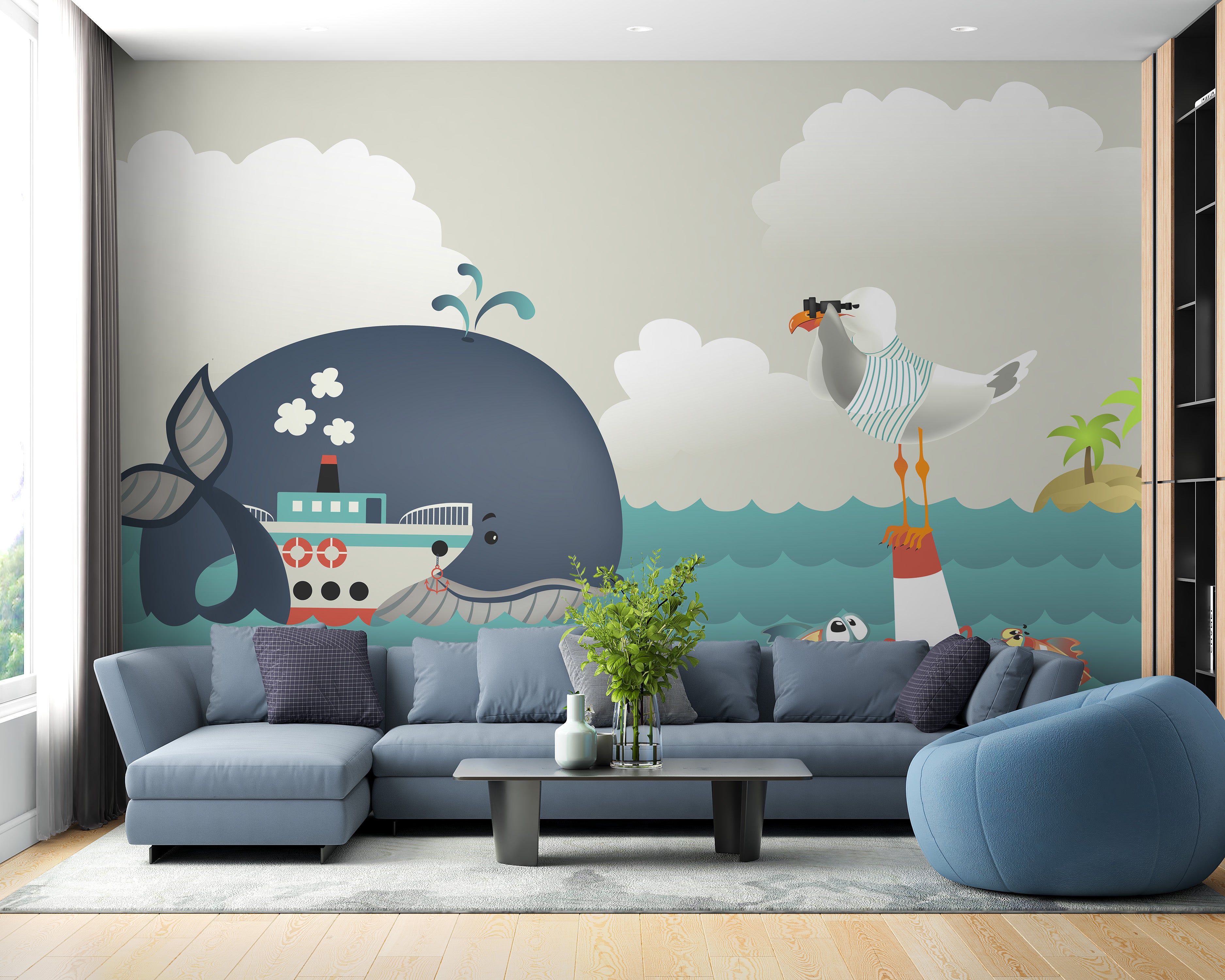 Blue Sea Adventure Mural for Beach-Inspired Rooms