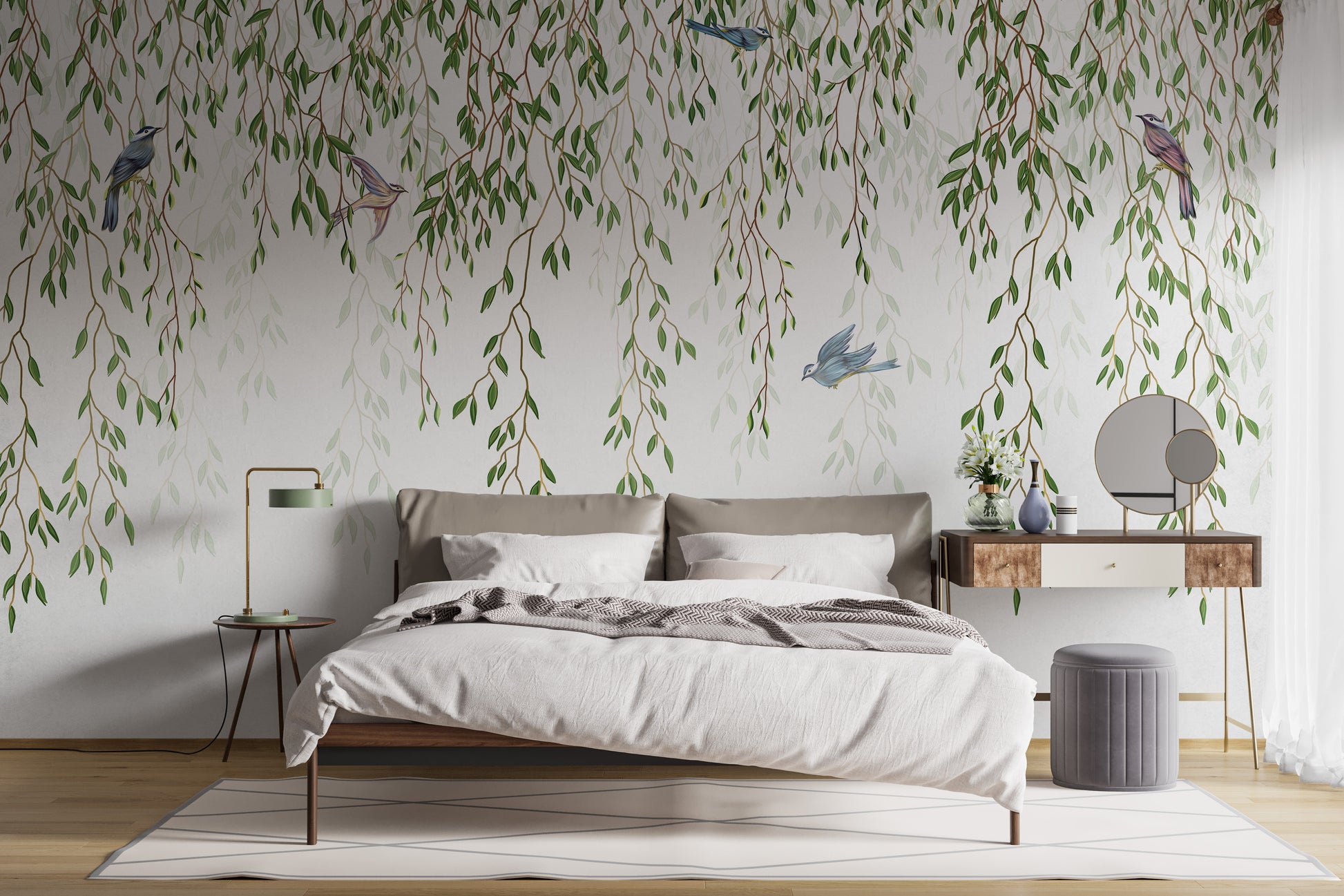 Birds and Willow Branches Wallpaper Mural for Rooms