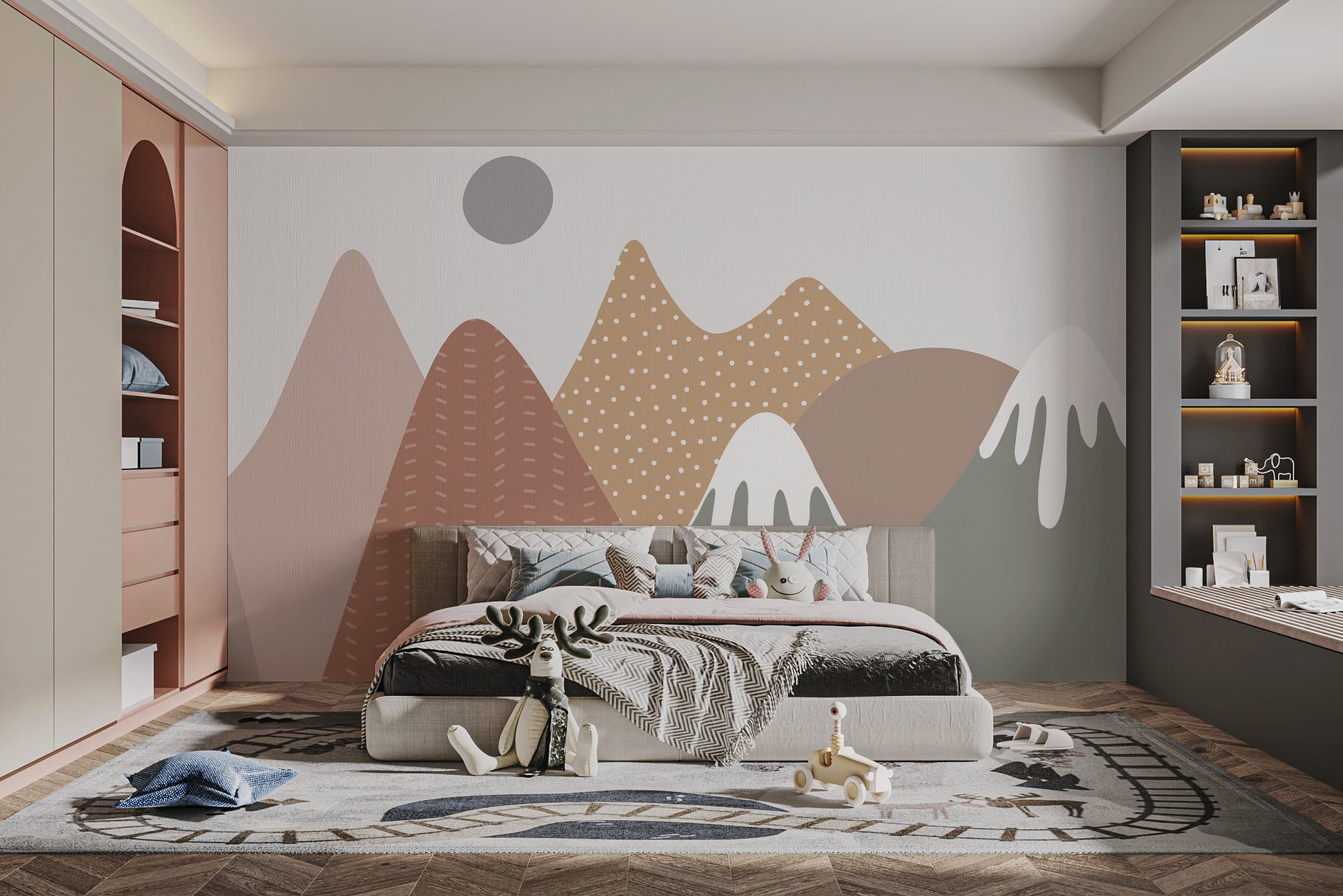 Earthy Mountain Wall Mural for Kids
