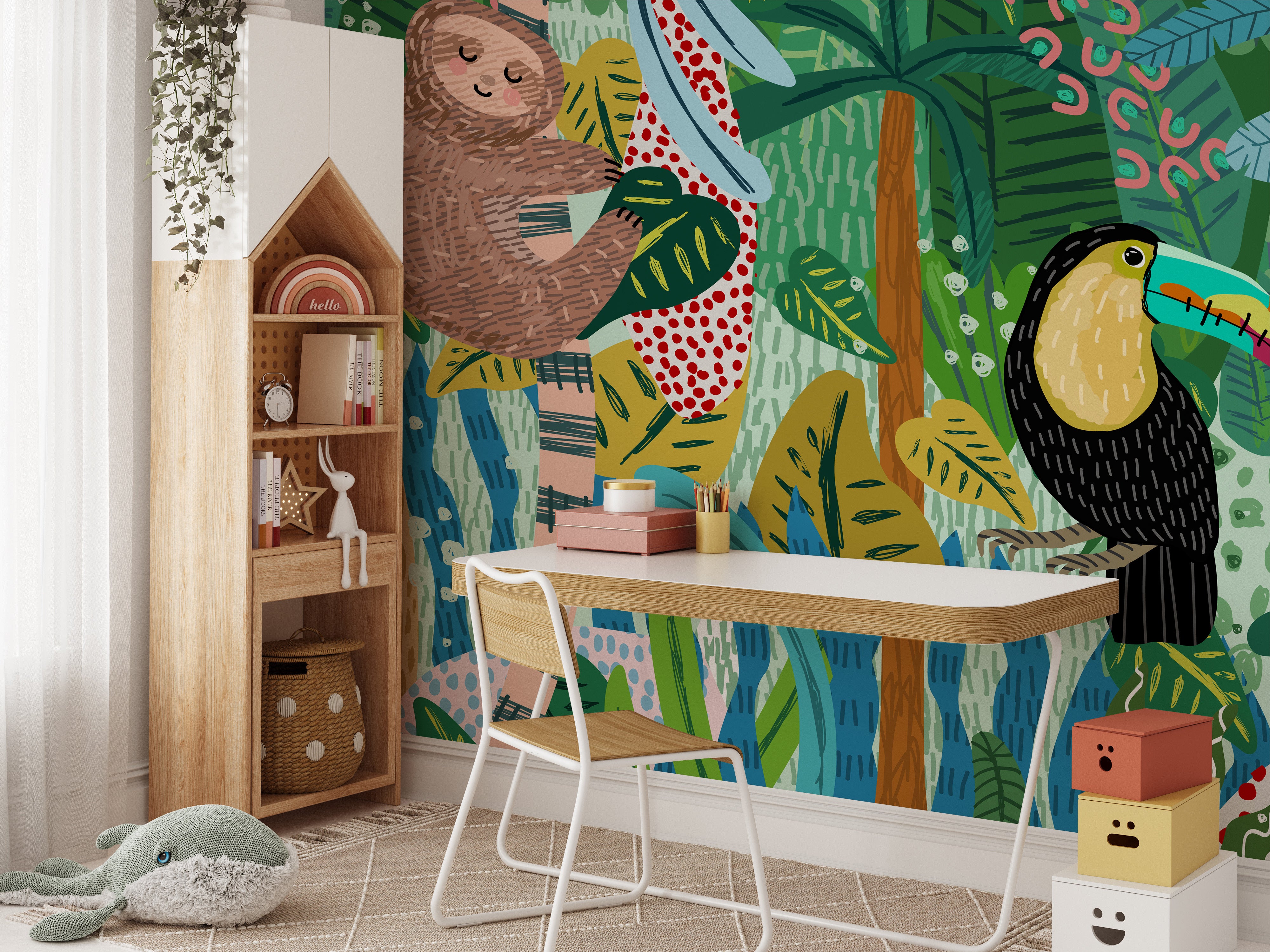 Adventurous Wildlife Sketch Mural for Stylish Walls