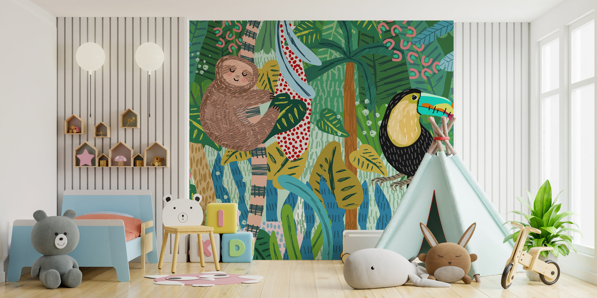 Wildlife Wall Sketch Mural for Nature-Inspired Interiors