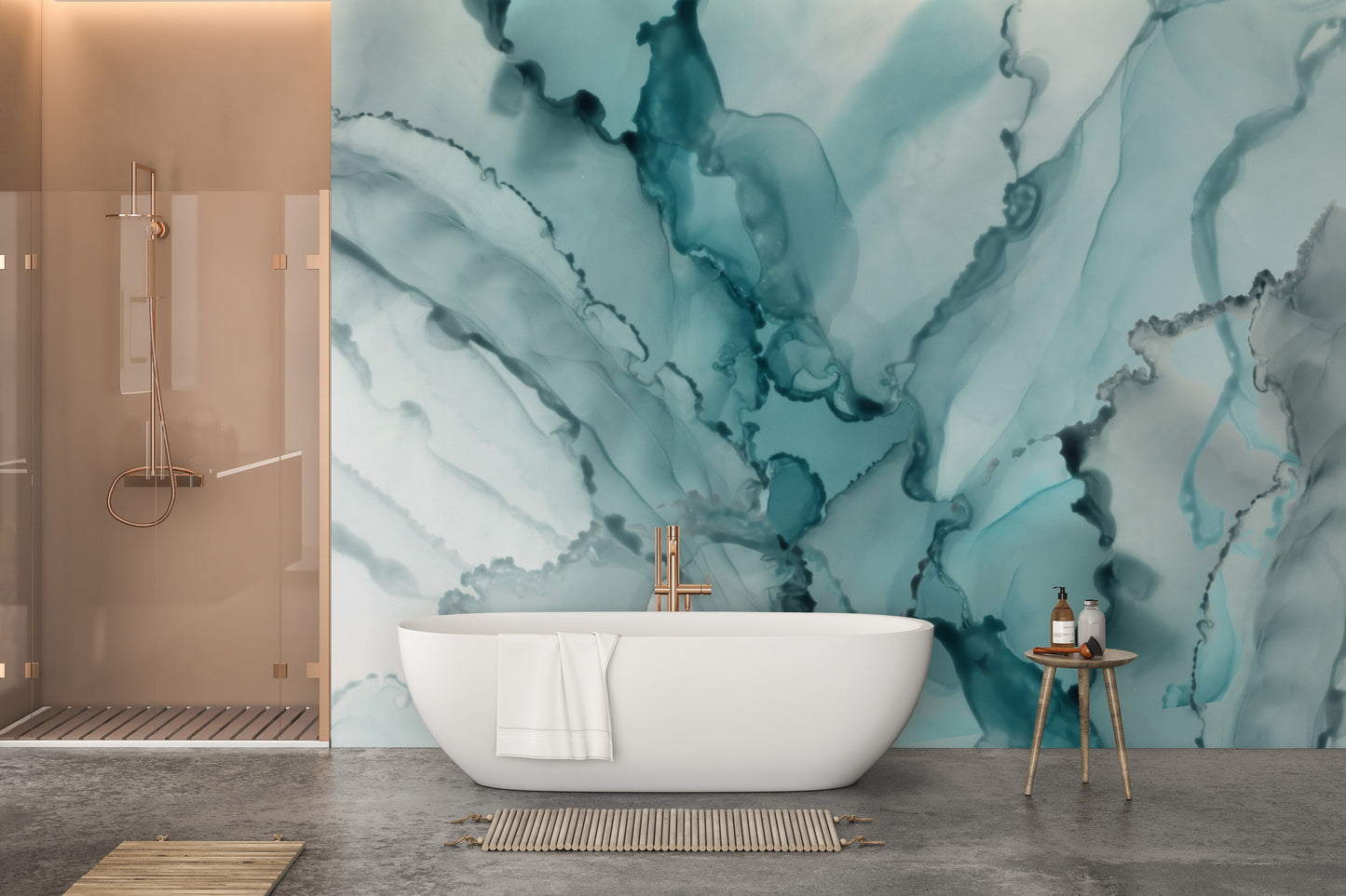 Aqua Ink Marble Abstracts Wall Murals