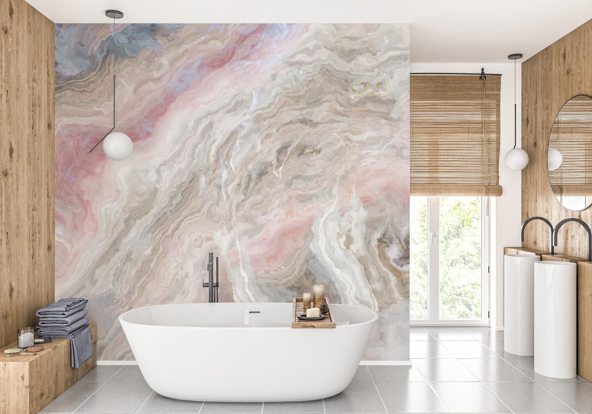 Modern Peel and Stick Beige Marble Wall Mural