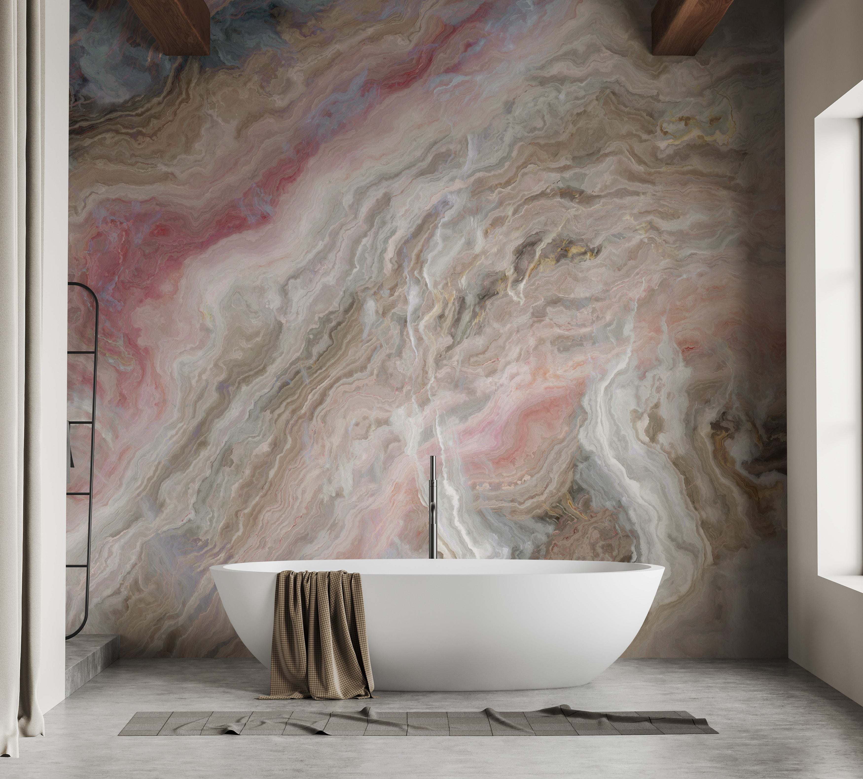 Peel and Stick Beige Marble Mural for Stylish Spaces