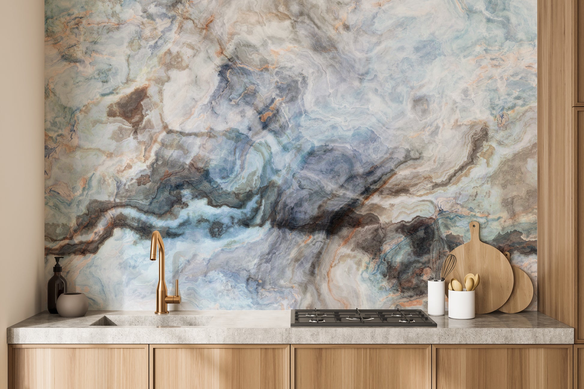 Blue Onyx Textured Peel And Stick Marble Wallpaper