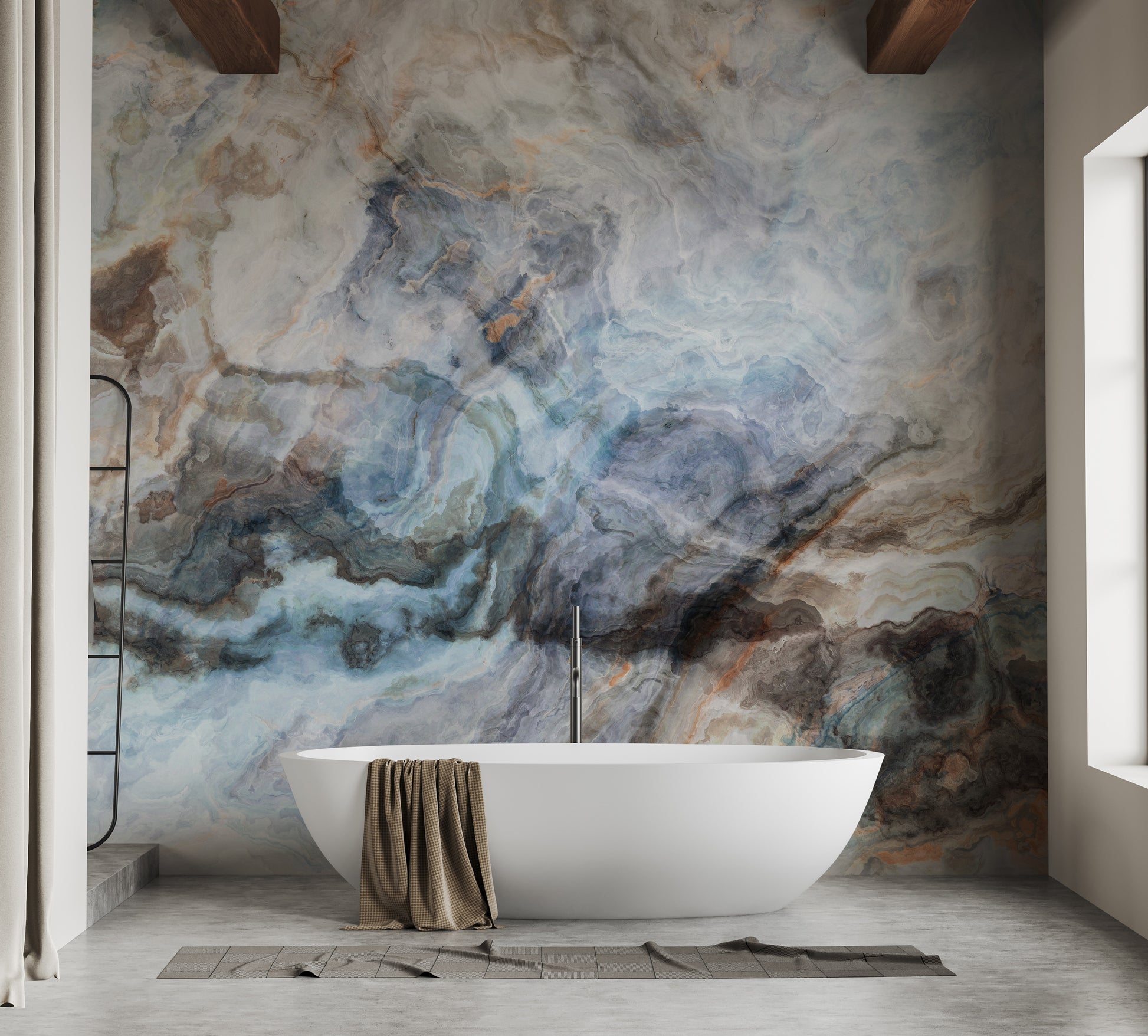 Blue Onyx Textured Marble Wallpaper for Trendy Wall Decor