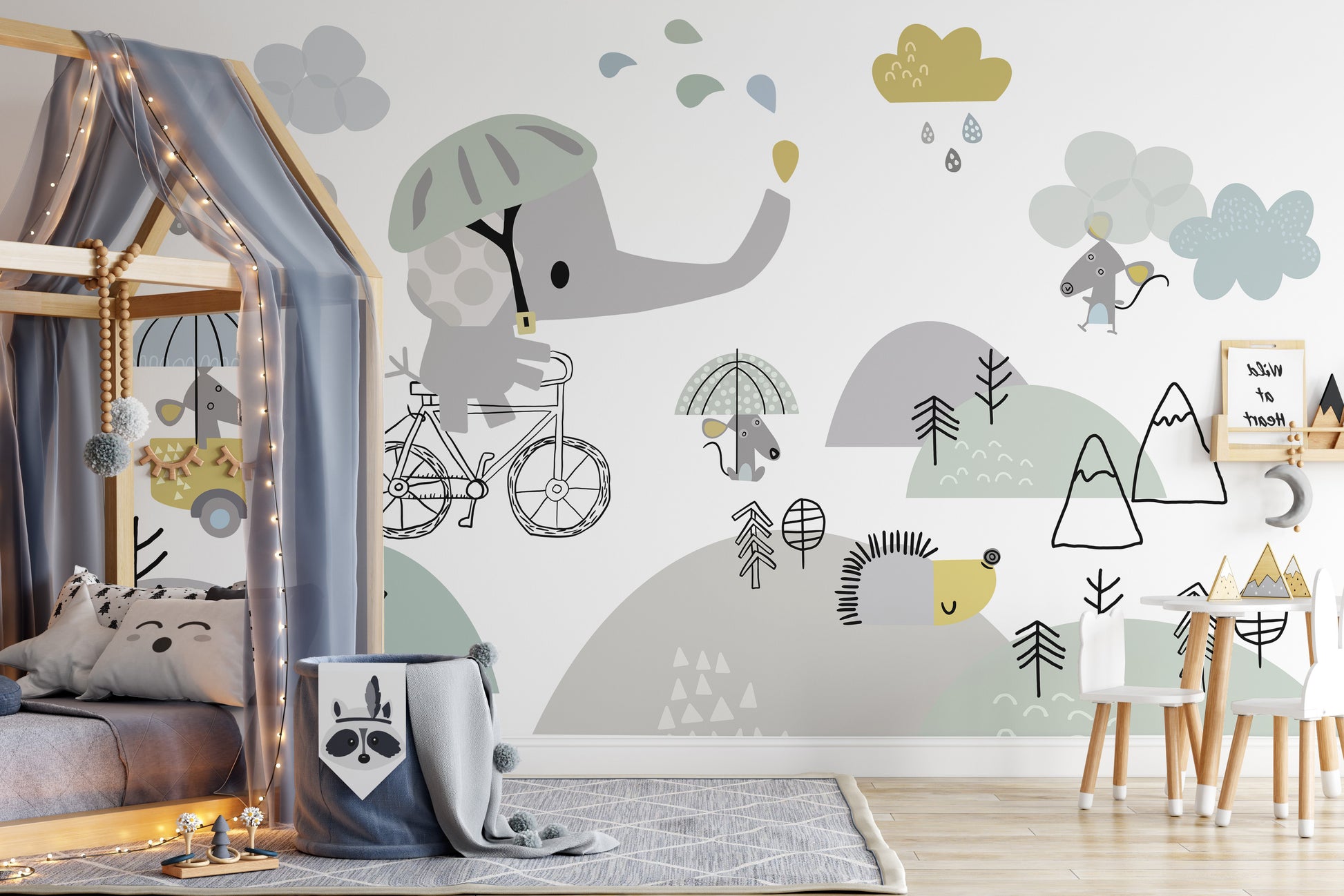 Fun Elephant on Bicycle Wallpaper for Kids’ Walls