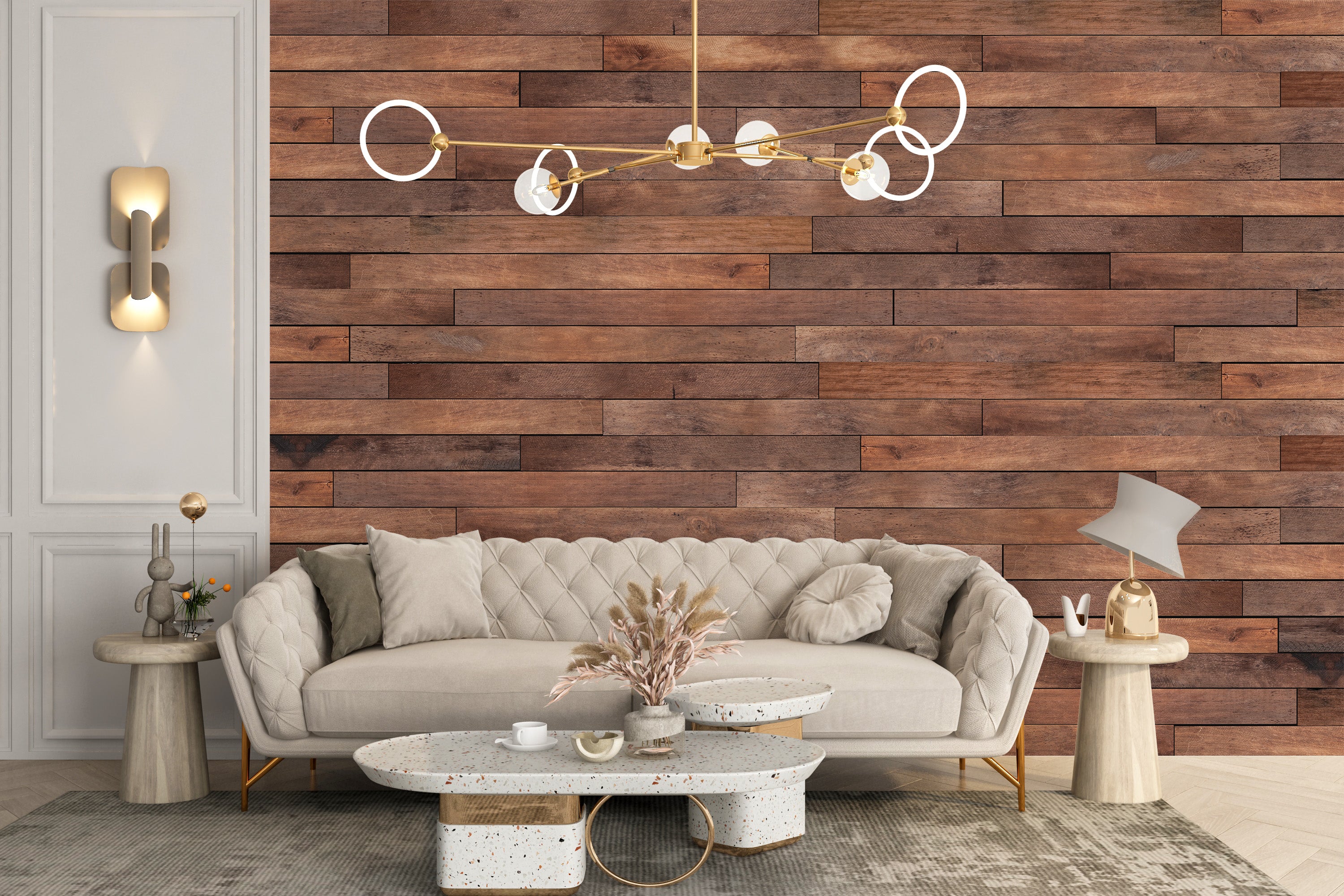 Brown stripe wood wallpaper mural for classic decor