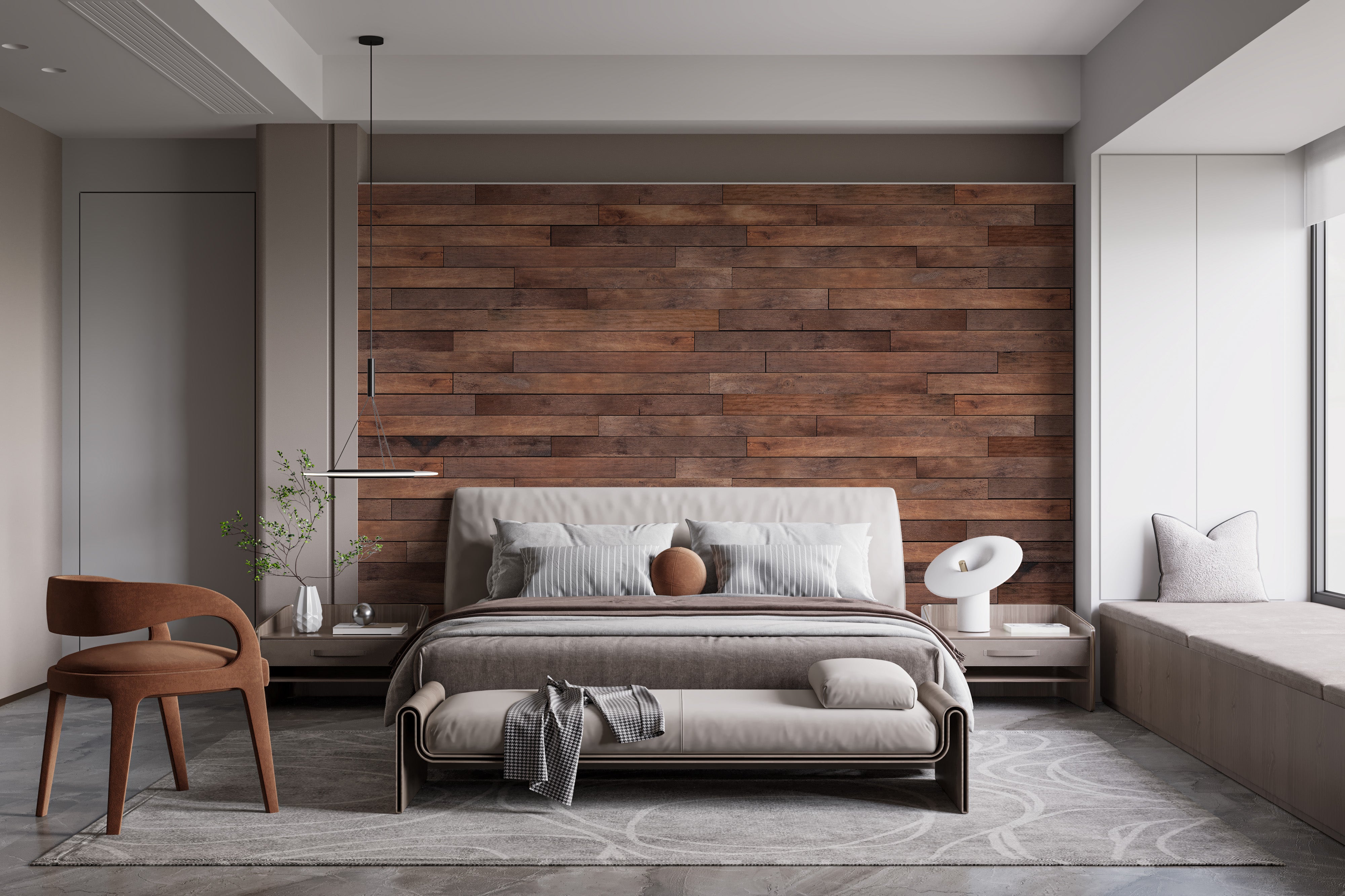 Brown Wooden Striped Wallpaper Murals