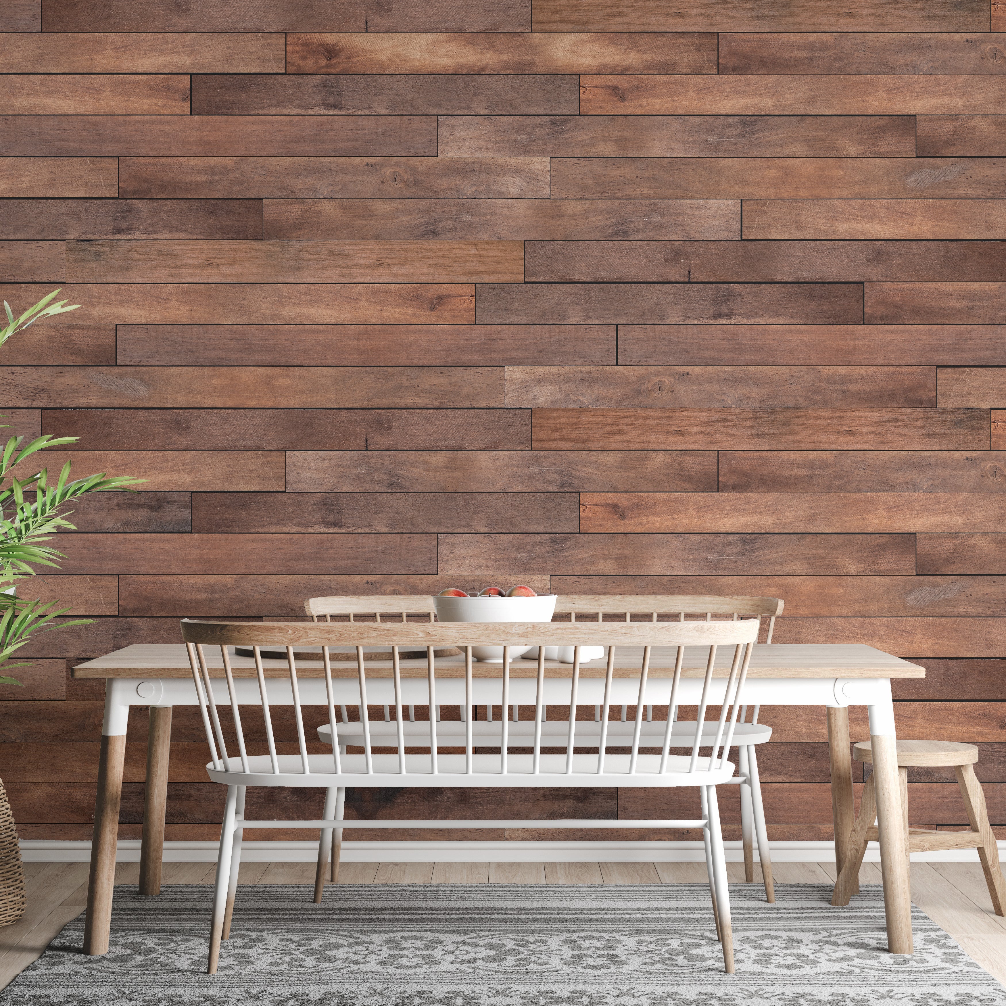 Brown wood stripe wall mural for cozy interior spaces