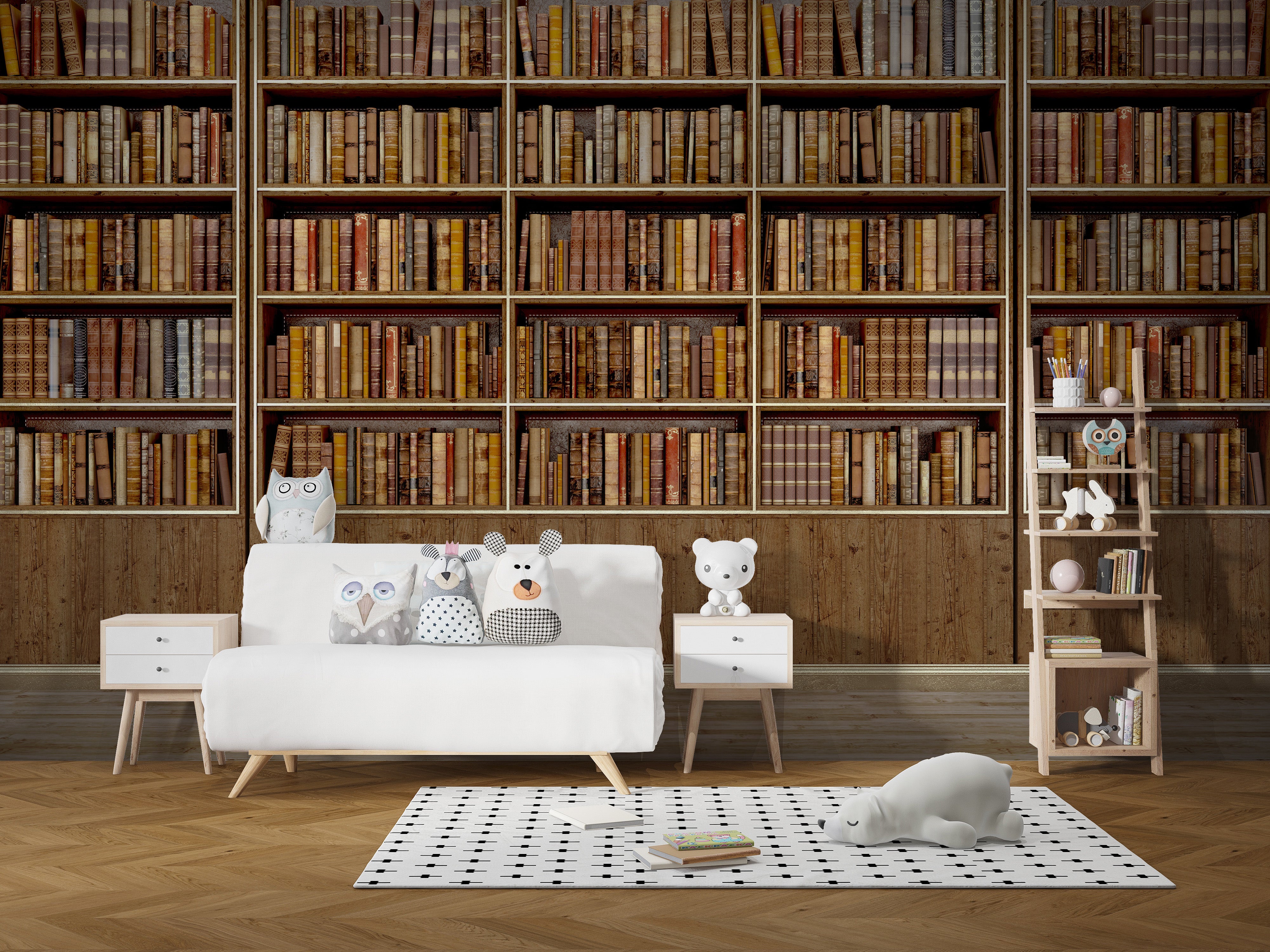 Retro bookish nostalgia wallpaper mural with vintage charm