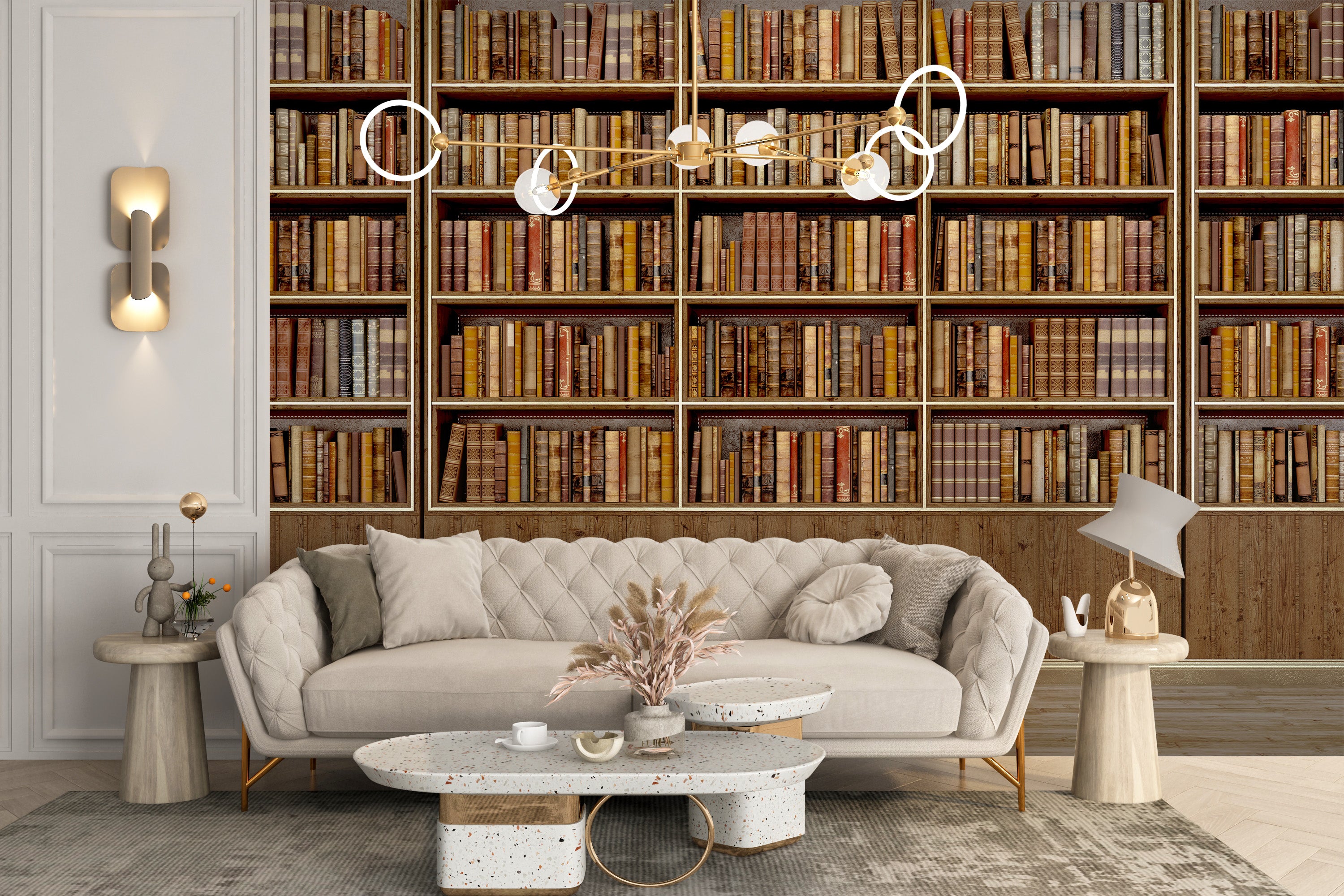 Nostalgic wallpaper mural featuring bookish vintage vibes