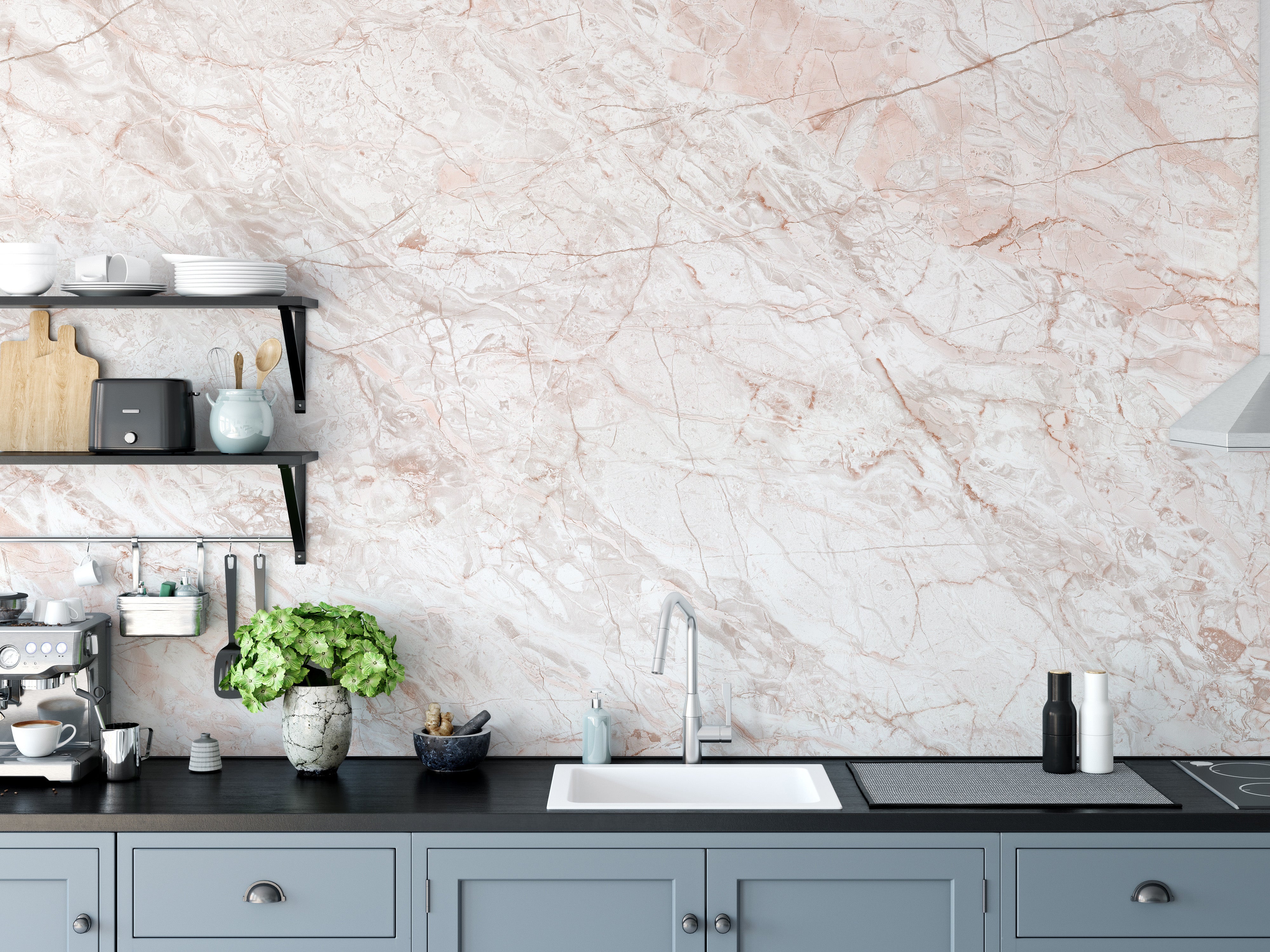 Peel and Stick Oyster Pink Marble Wallpaper