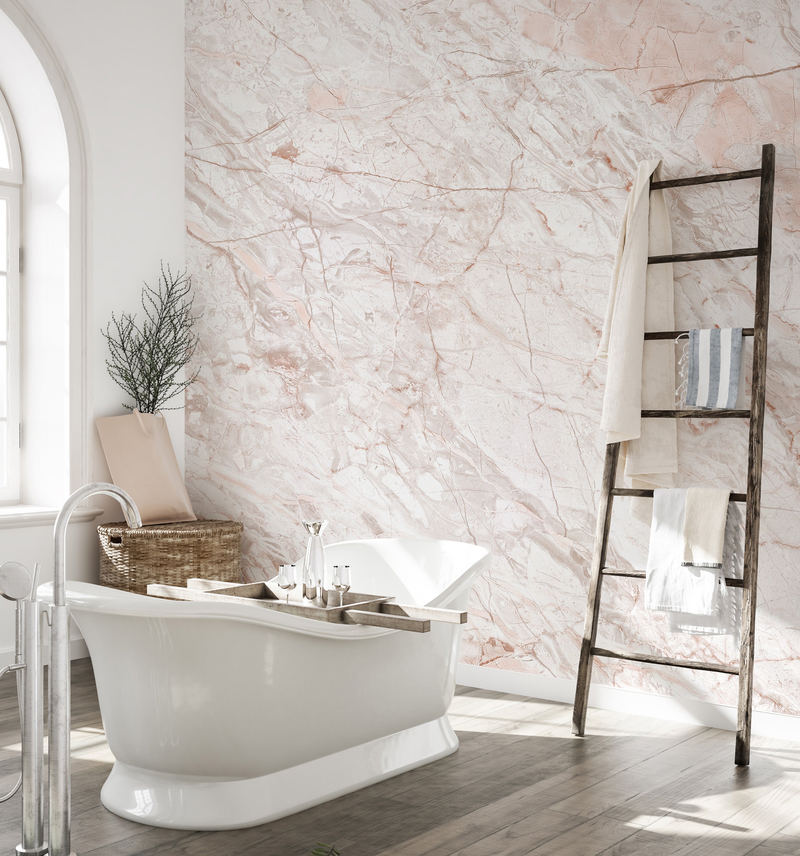 Peel and Stick Oyster Pink Marble Wall Murals