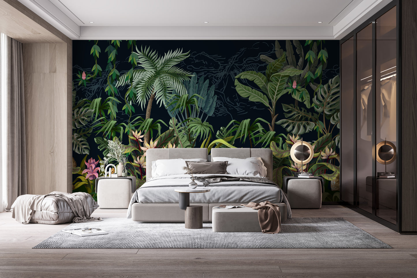 Natural tropical plants view wallpaper for refreshing spaces