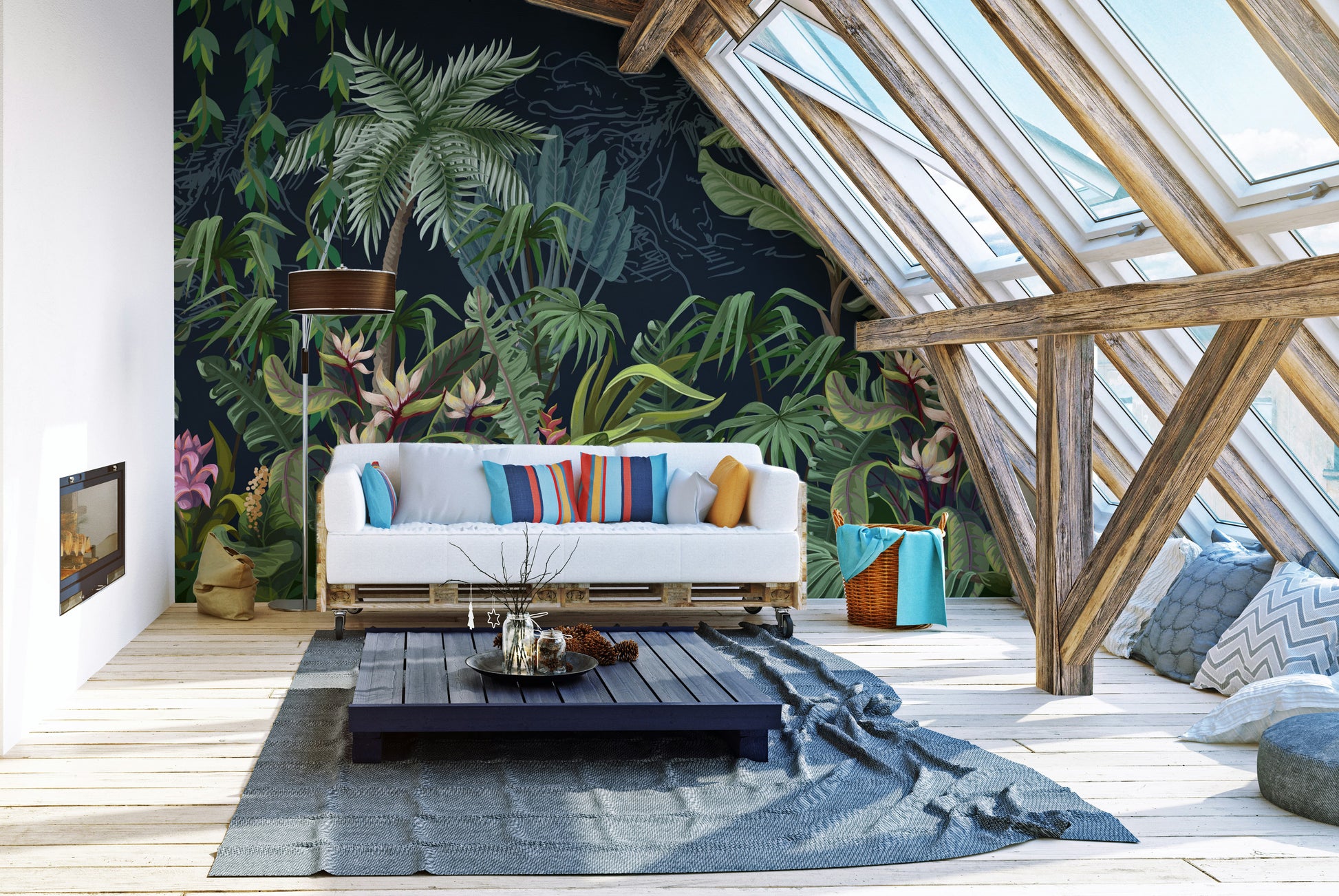 Exotic tropical plants wall mural for natural ambiance