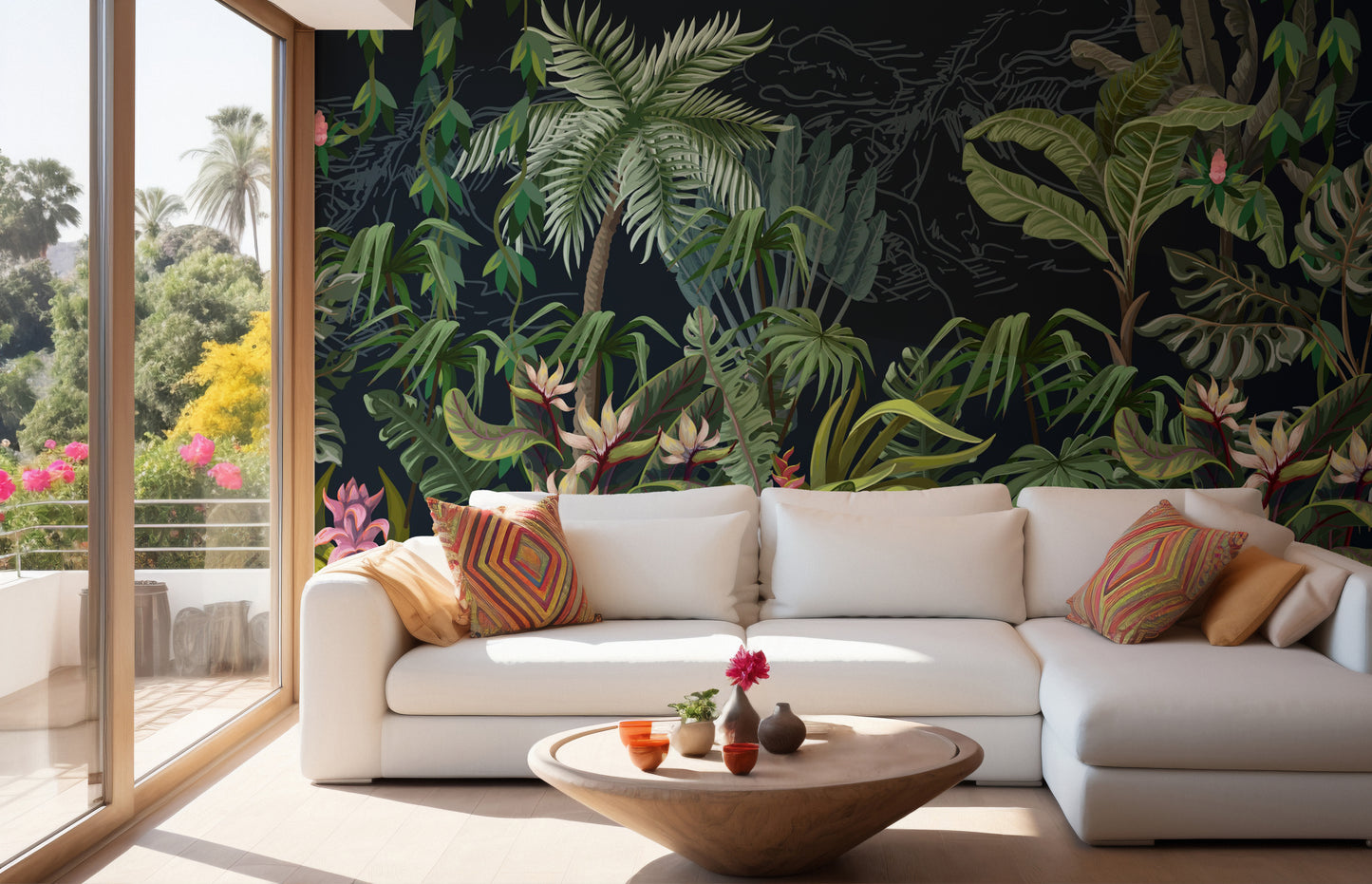 Tropical greenery wallpaper mural with plant-filled views