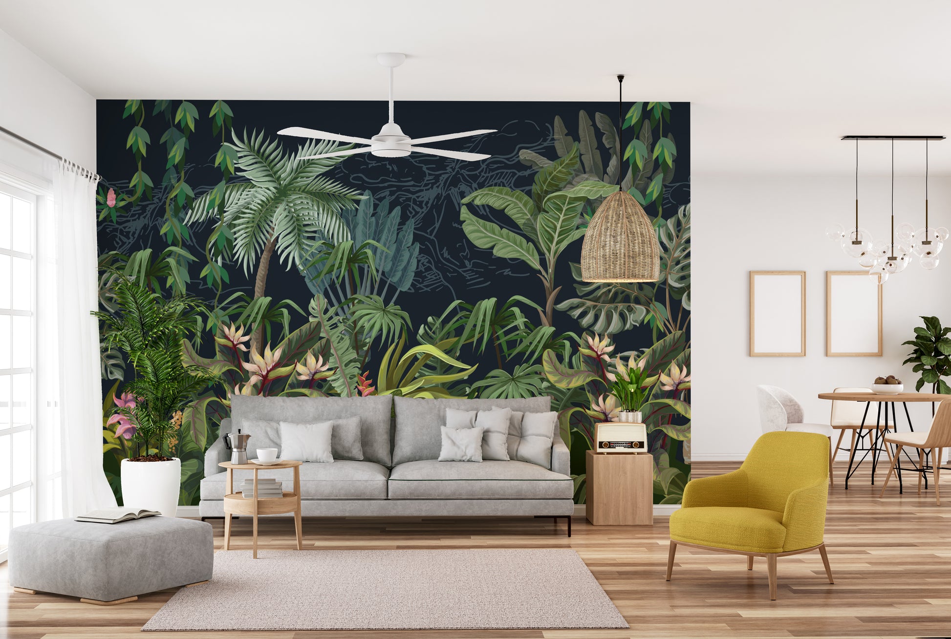 Scenic tropical plants view wallpaper for stylish interiors