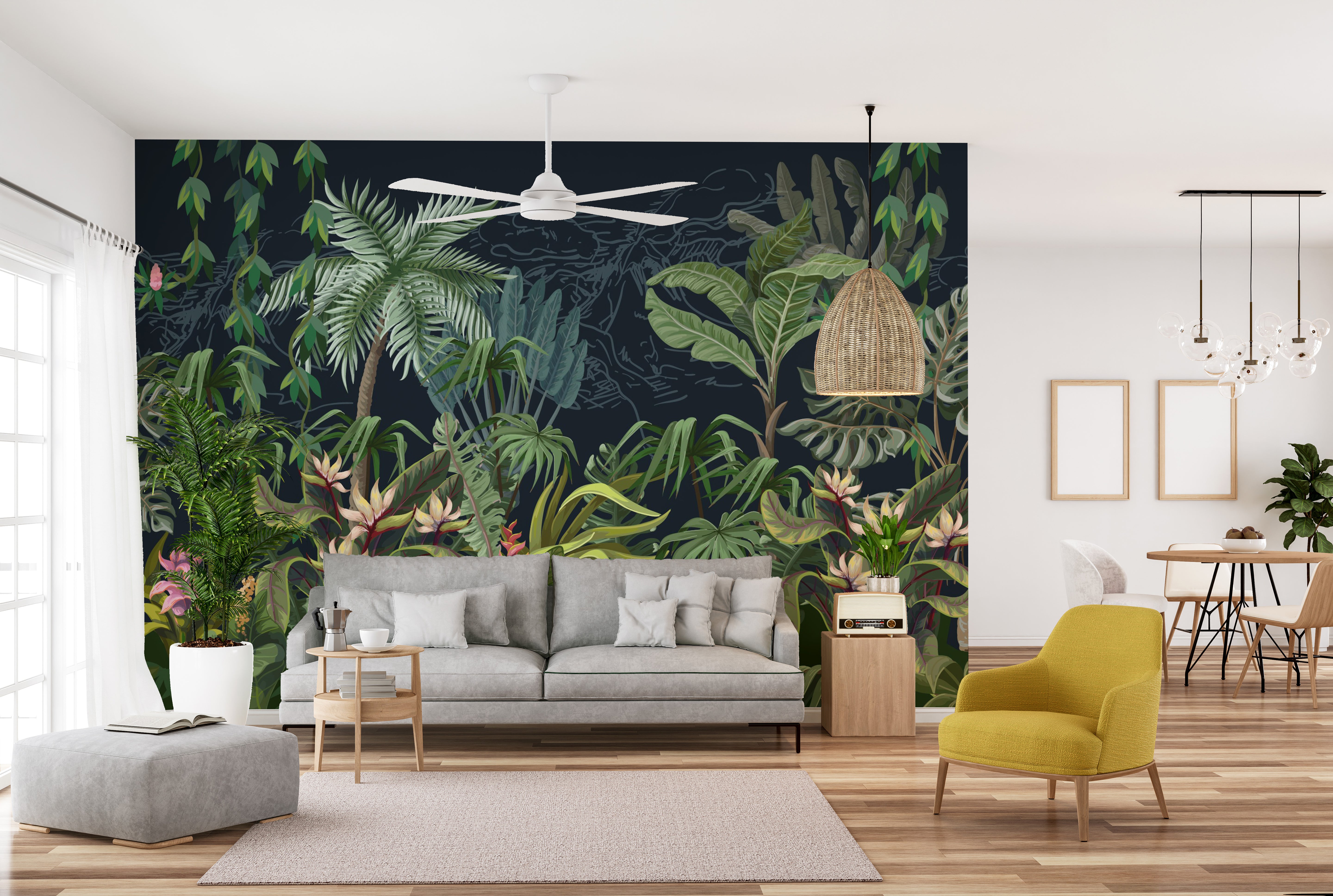 Scenic tropical plants view wallpaper for stylish interiors