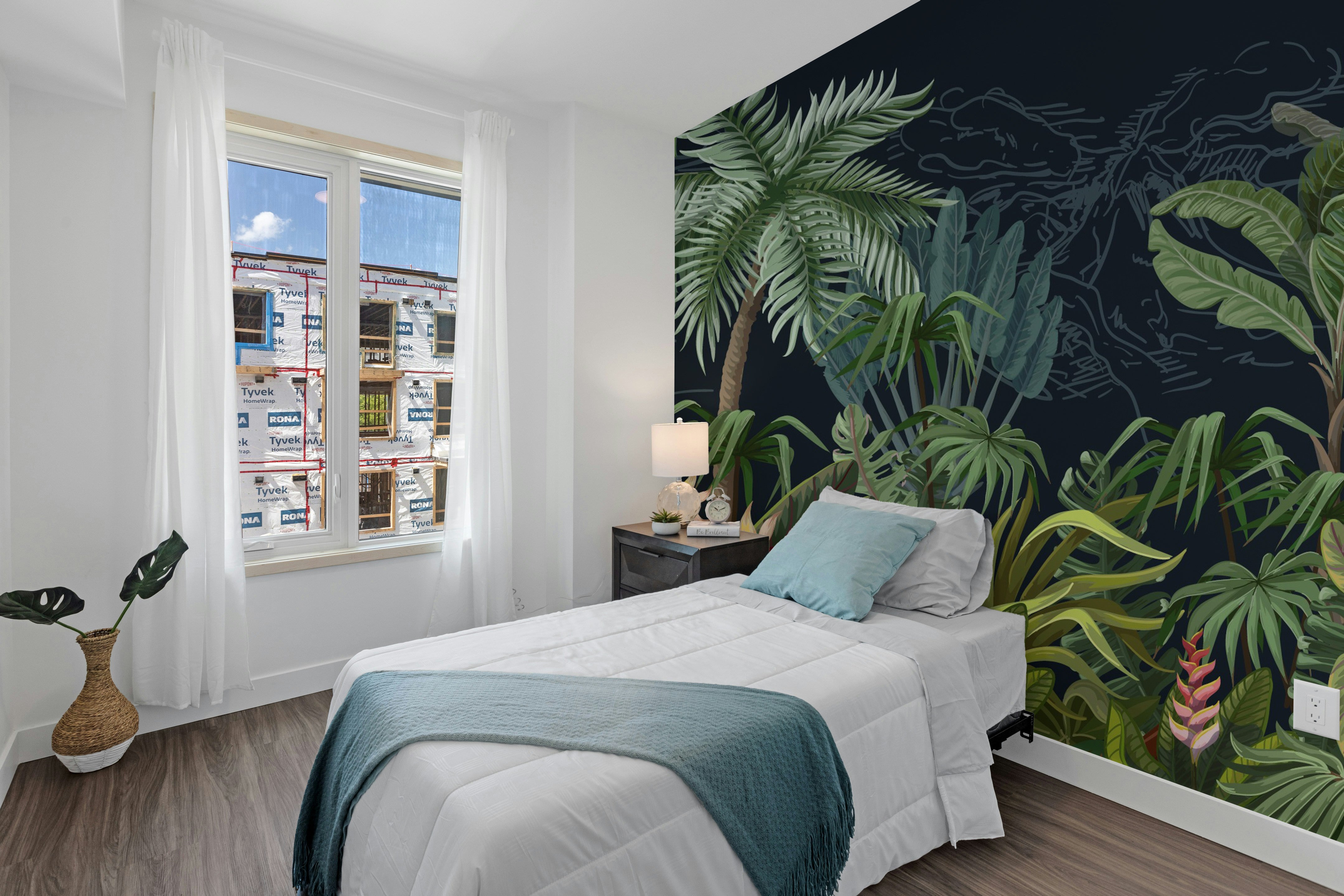 Tropical plants view wallpaper mural for exotic decor