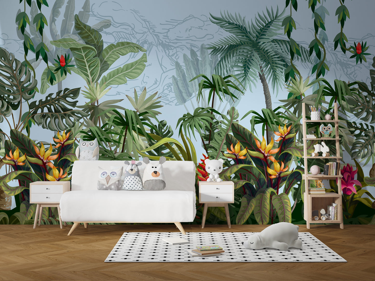 Green Wild Jungle Plants Peel and Stick Murals