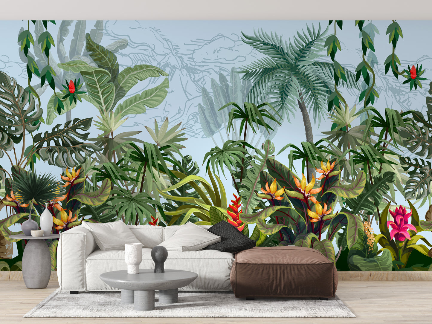 Green Wild Jungle Plants Peel and Stick Murals