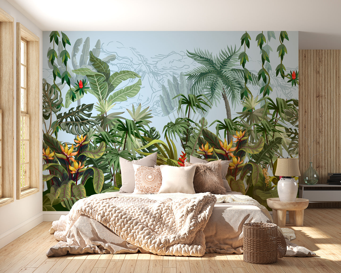 Green Wild Jungle Plants Peel and Stick Murals