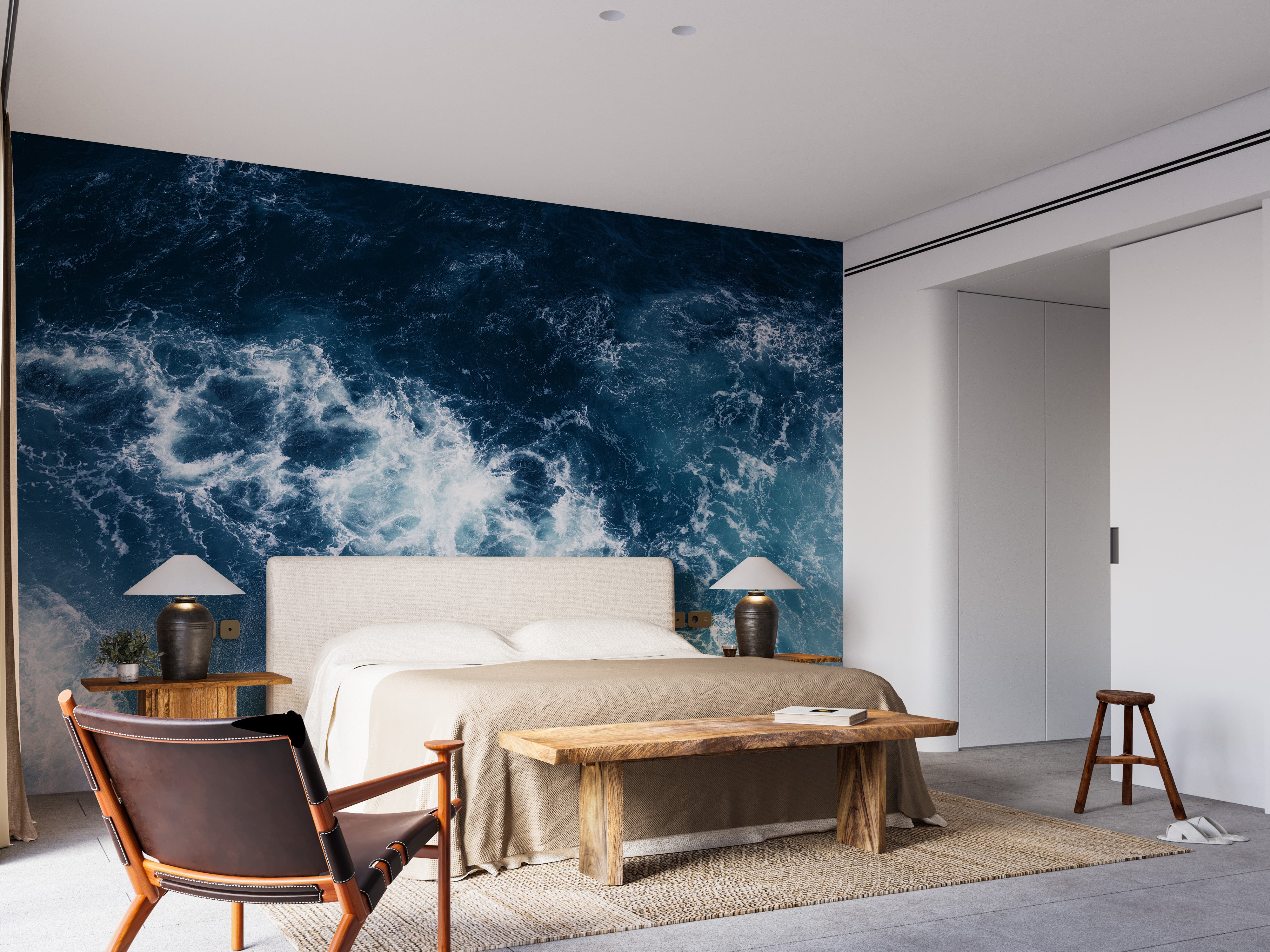 Scenic glacier and stormy sea mural for stylish interiors