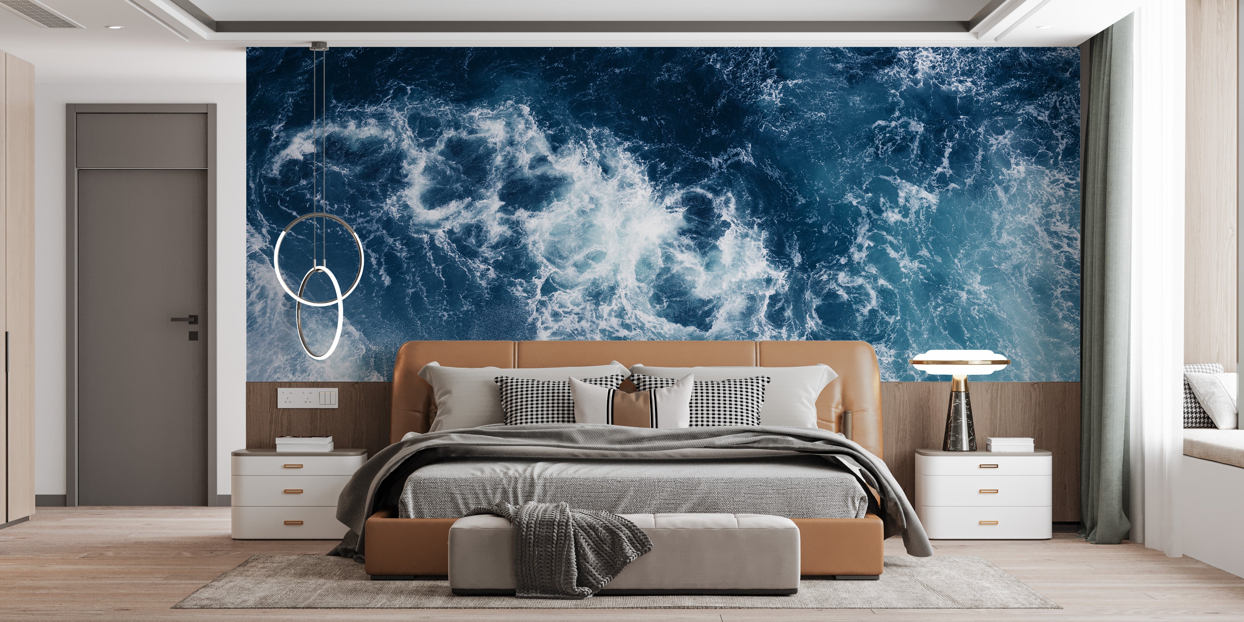 Dramatic wallpaper mural with stormy sea and glacier vibes