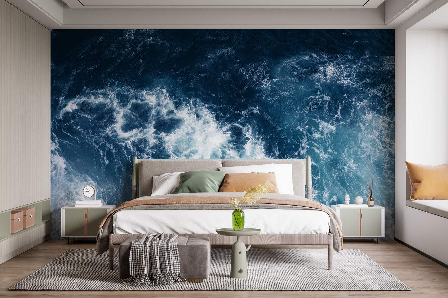 Artistic glacier and stormy sea wall mural for unique decor