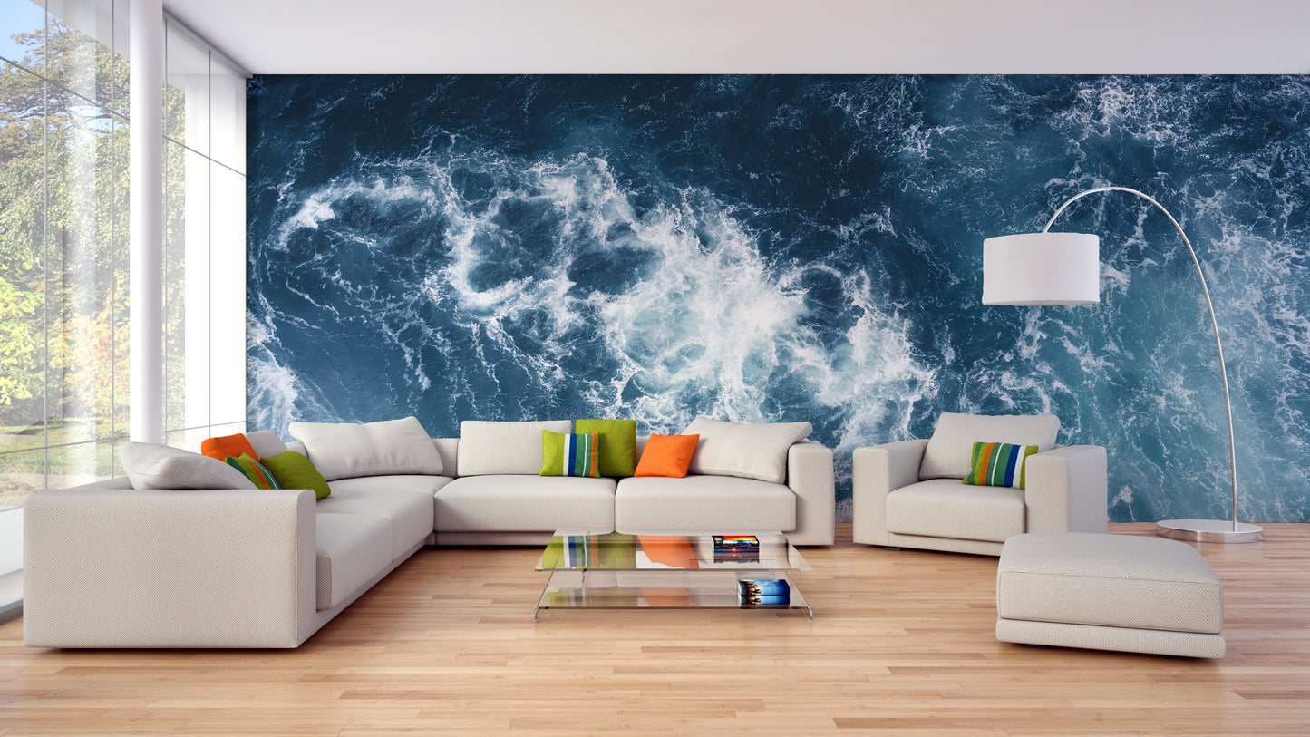 Stormy sea glacier wallpaper for modern and bold spaces