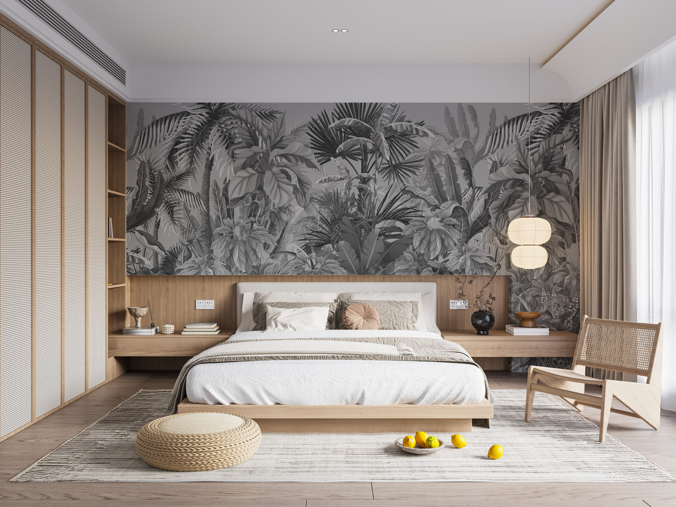 Smokey Grey Tropical Forest Wallpaper Murals