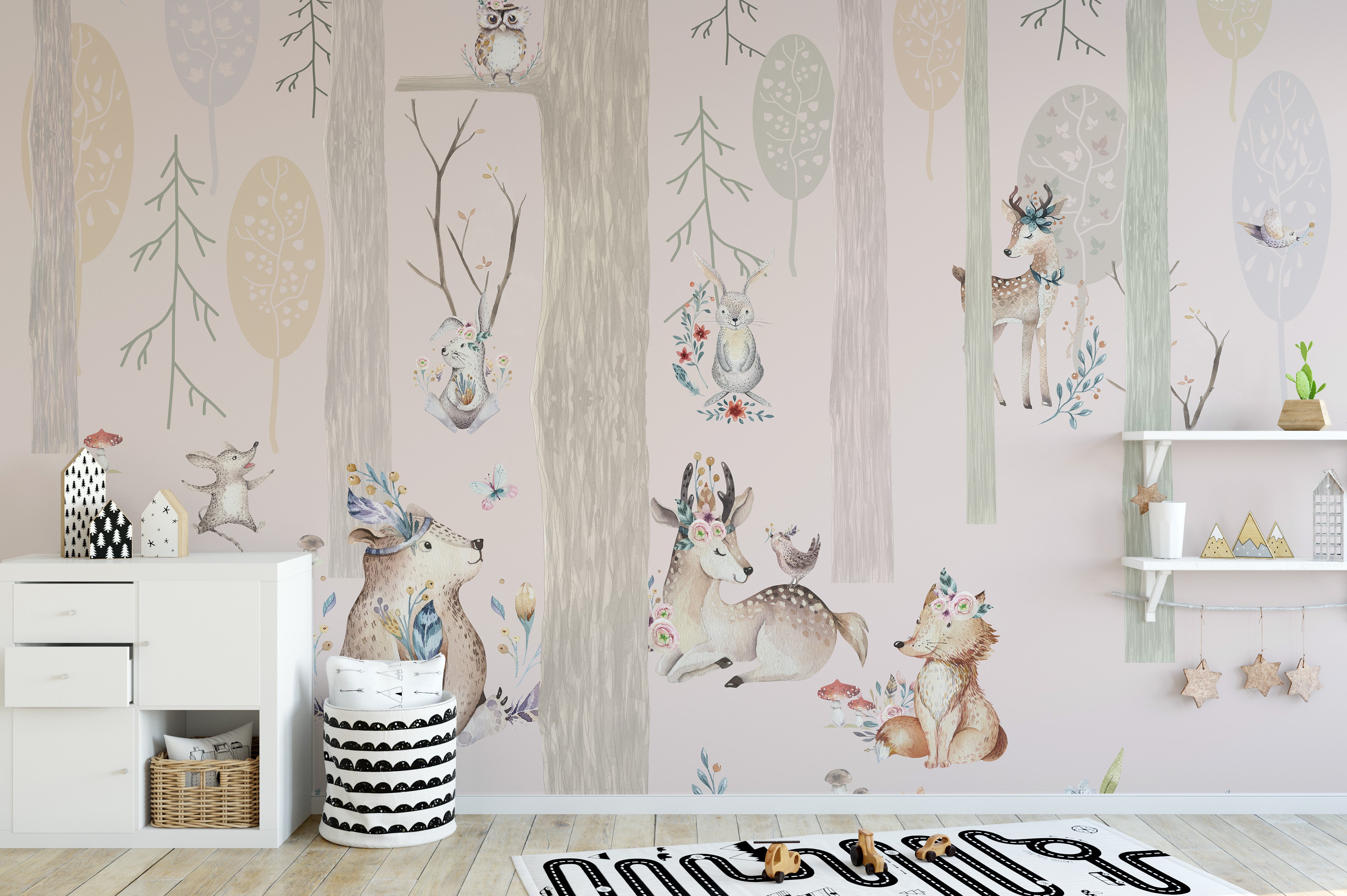 Forest realms wall mural with a magical and dreamy vibe