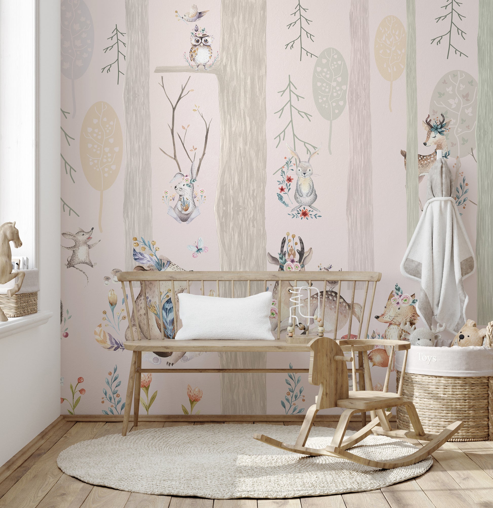 Mystical forest wall mural featuring fantastical landscapes