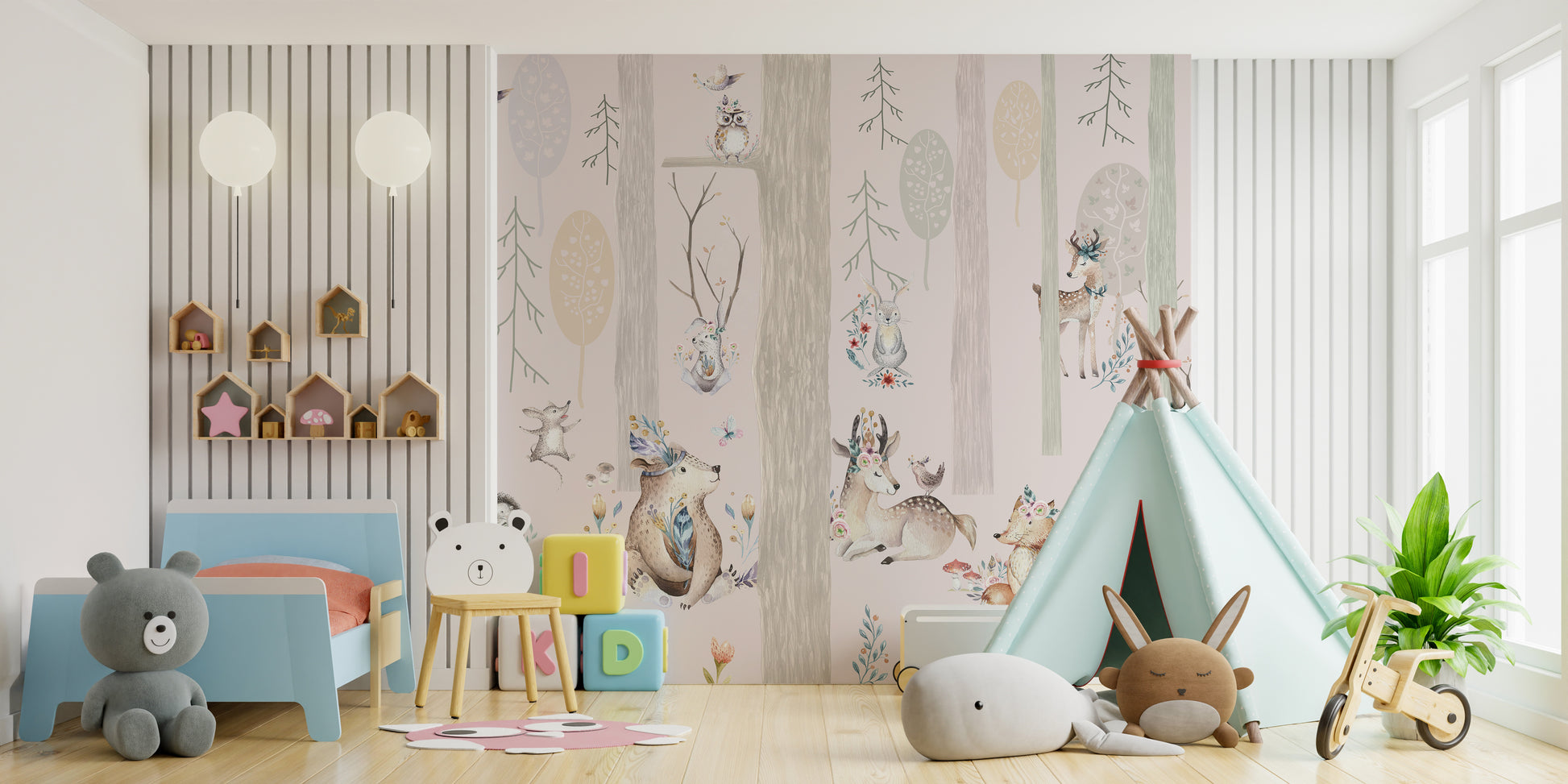 Whimsical forest realms wallpaper mural for fantasy decor