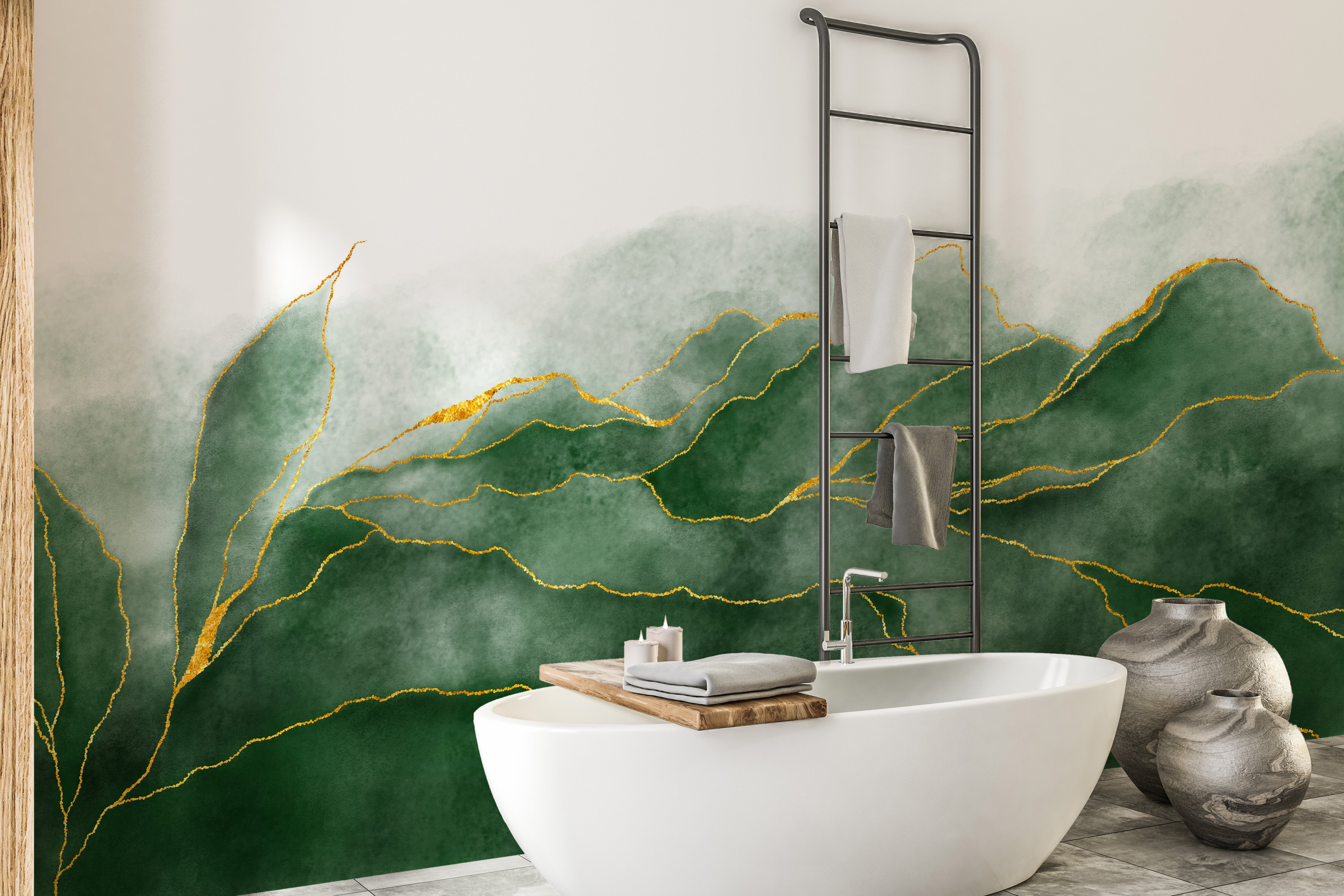 Green marble texture mural for a fresh and modern look