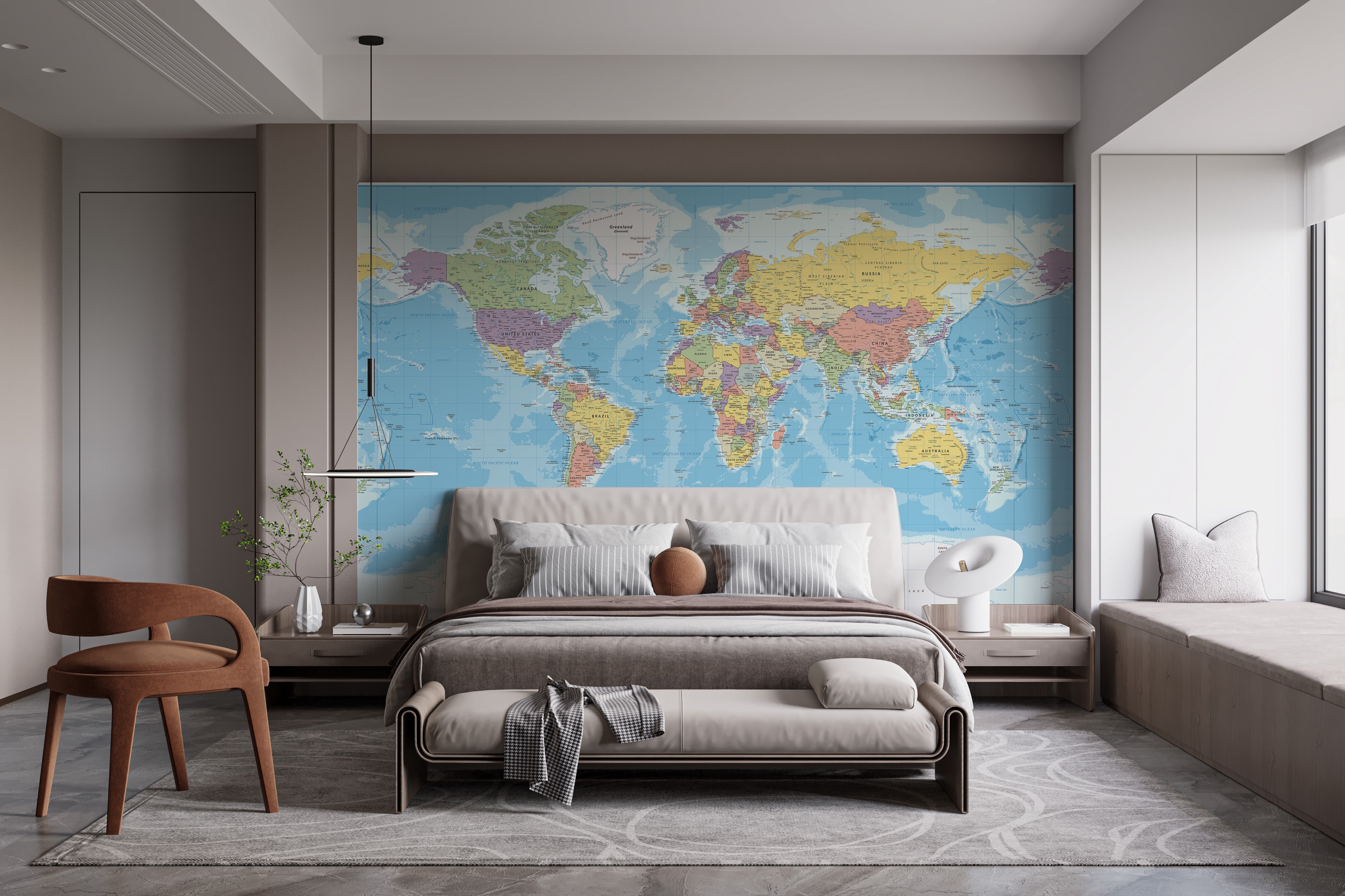 Globe explorer wallpaper with detailed map design for walls