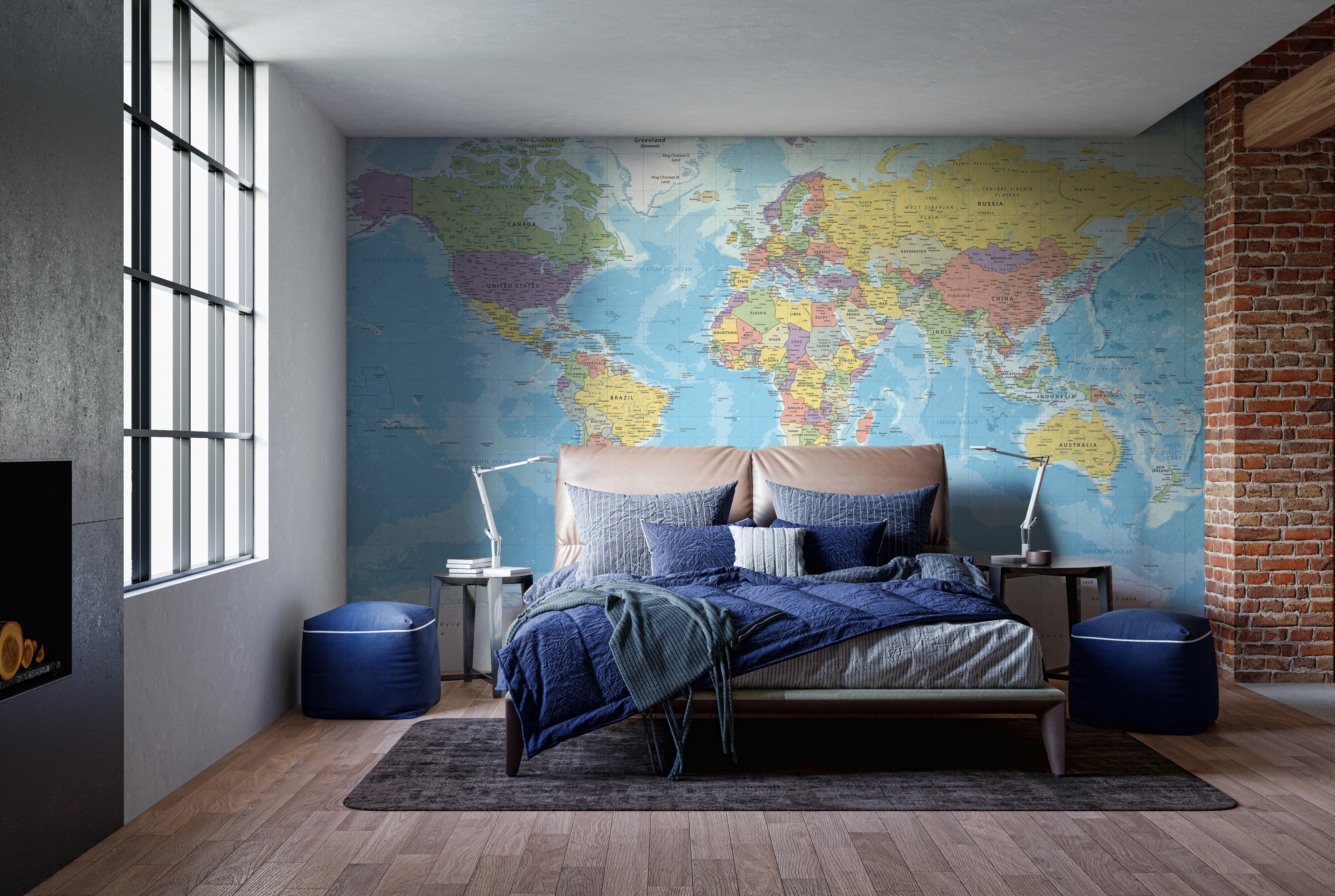 Globe-inspired map wallpaper for unique wall decoration