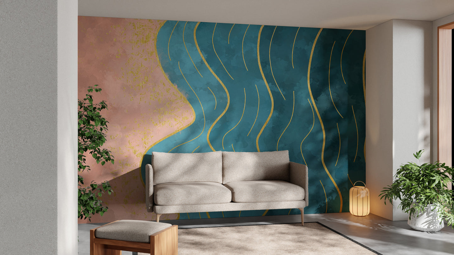 Abstract wave wallpaper with a watercolor-inspired look.
