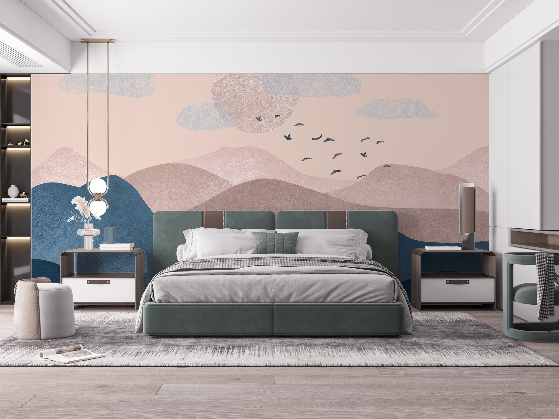 Pastel mountain shades wallpaper with soothing hues.
