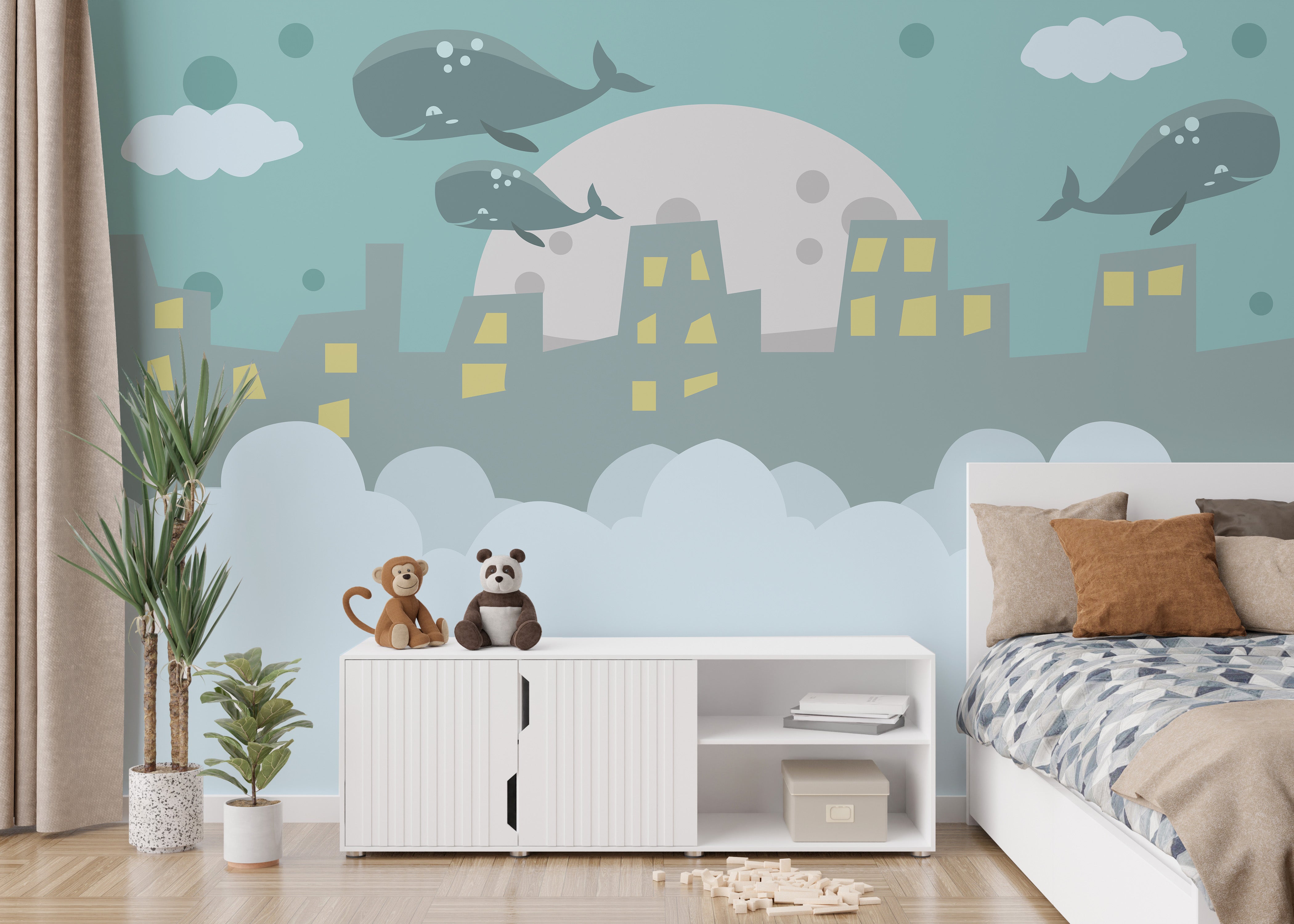 Scenic aerial wall mural for a serene and majestic atmosphere.
