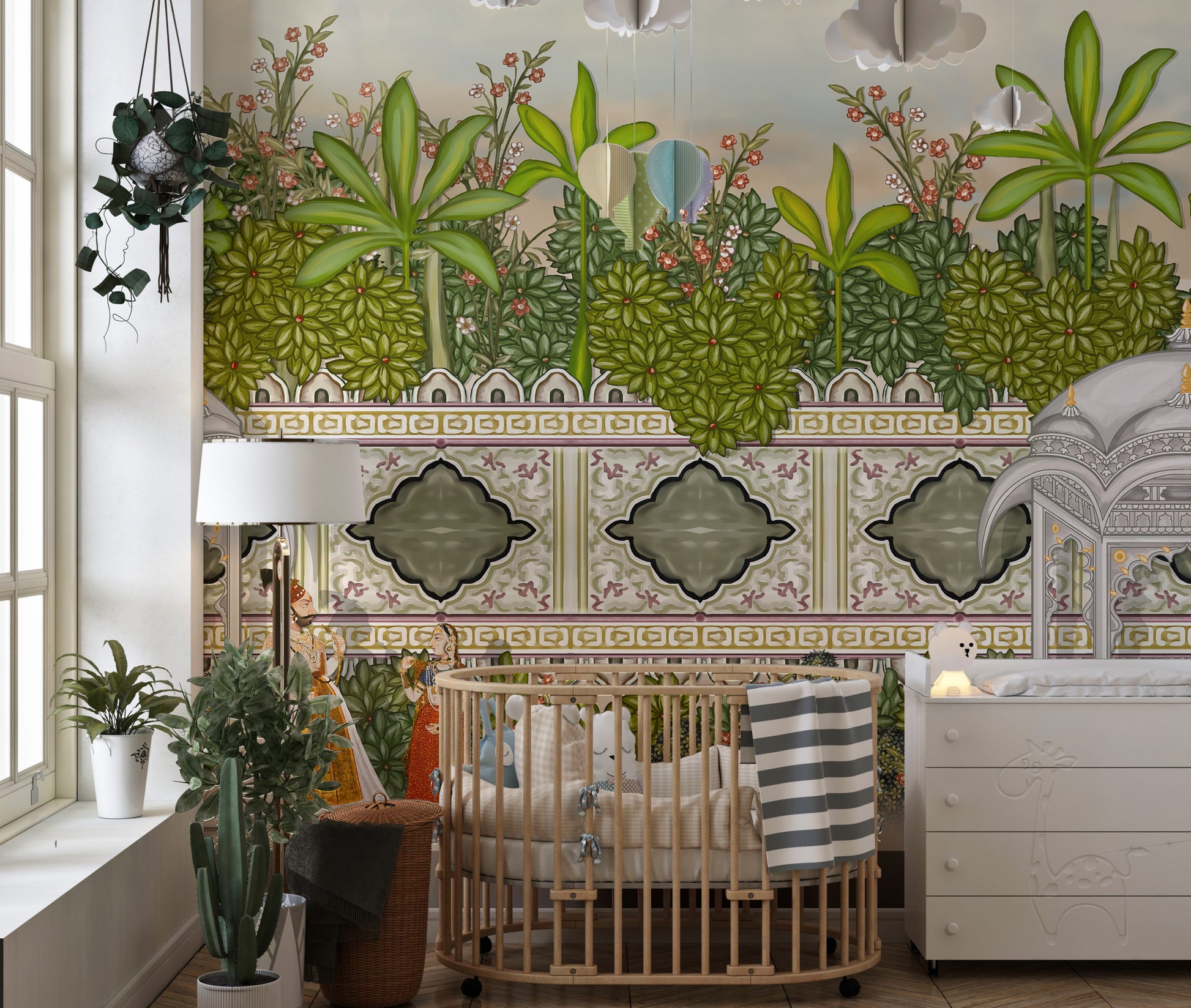 Elegant oil paint mural featuring a paradise theme for walls.
